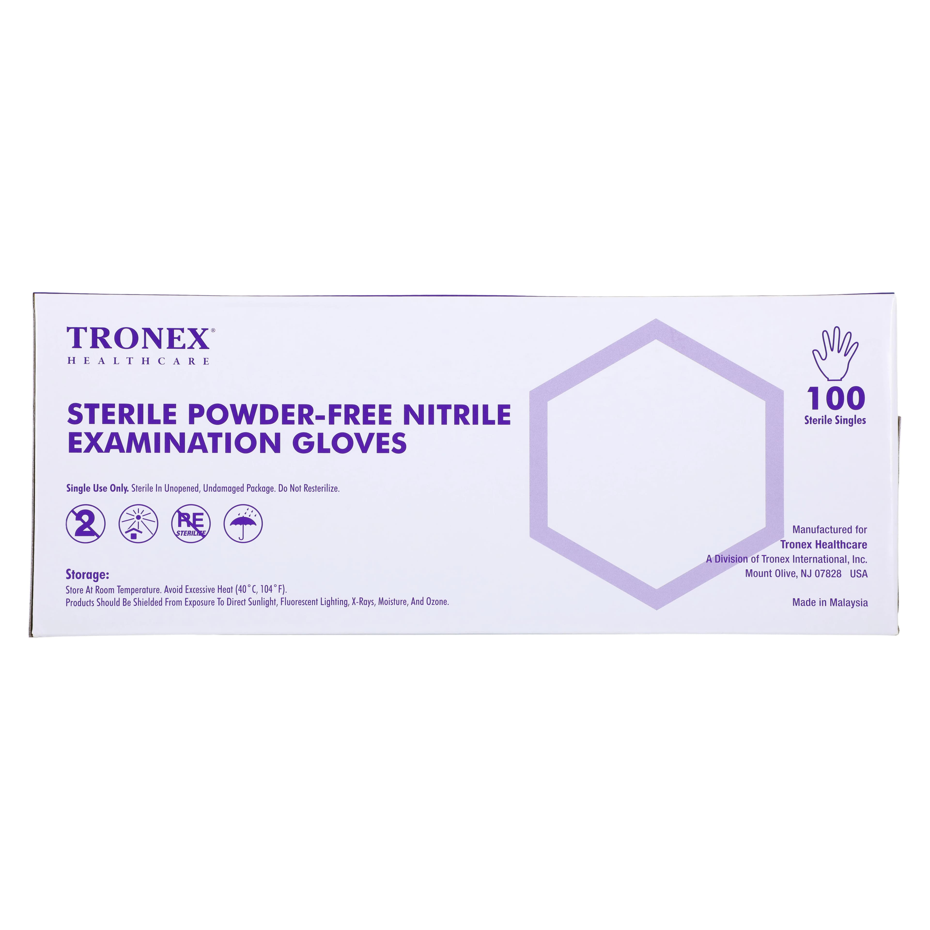 Tronex International Sterile Nitrile Exam Gloves, Medium, Blue, 100/Box thumbnail 2