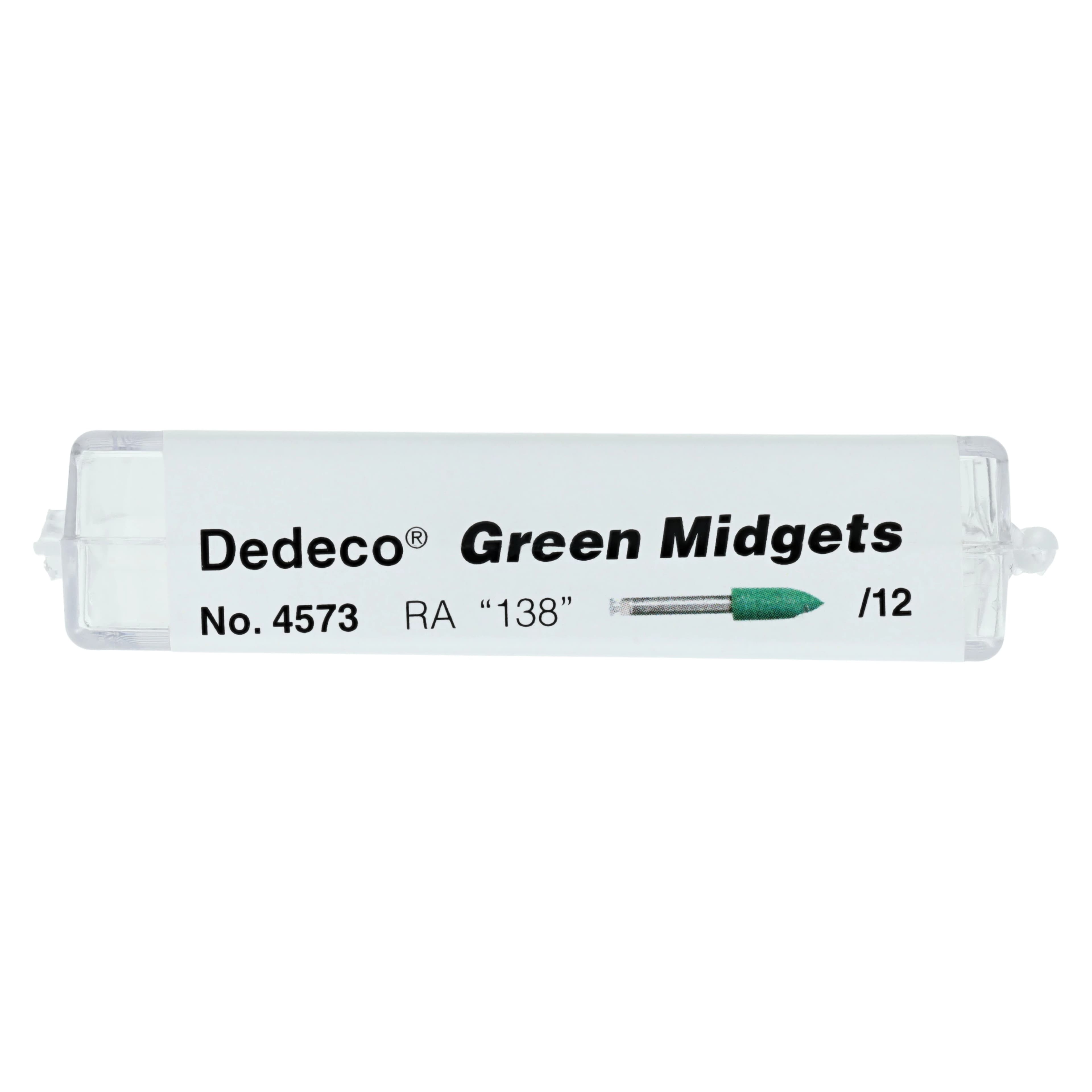 Dedeco Classic Midget Polisher #138, Green, Coarse, Right Angle (RA), 3/32" (2.35mm) Shank, 12/Box thumbnail 3