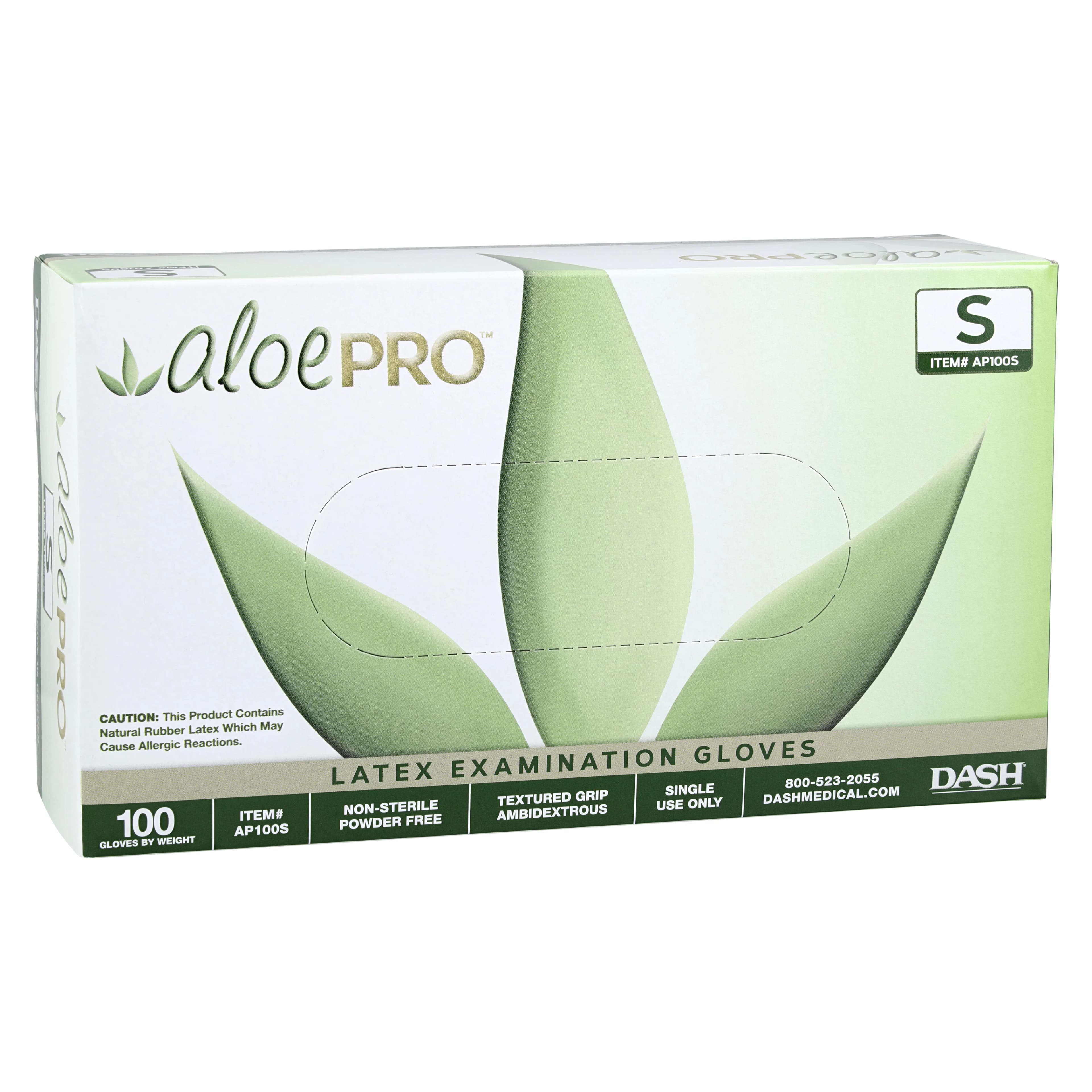 AloePRO Latex Examination Gloves, Powder-Free, Textured, Non-Sterile, Small, Natural, 100/Box, AP100S thumbnail 3