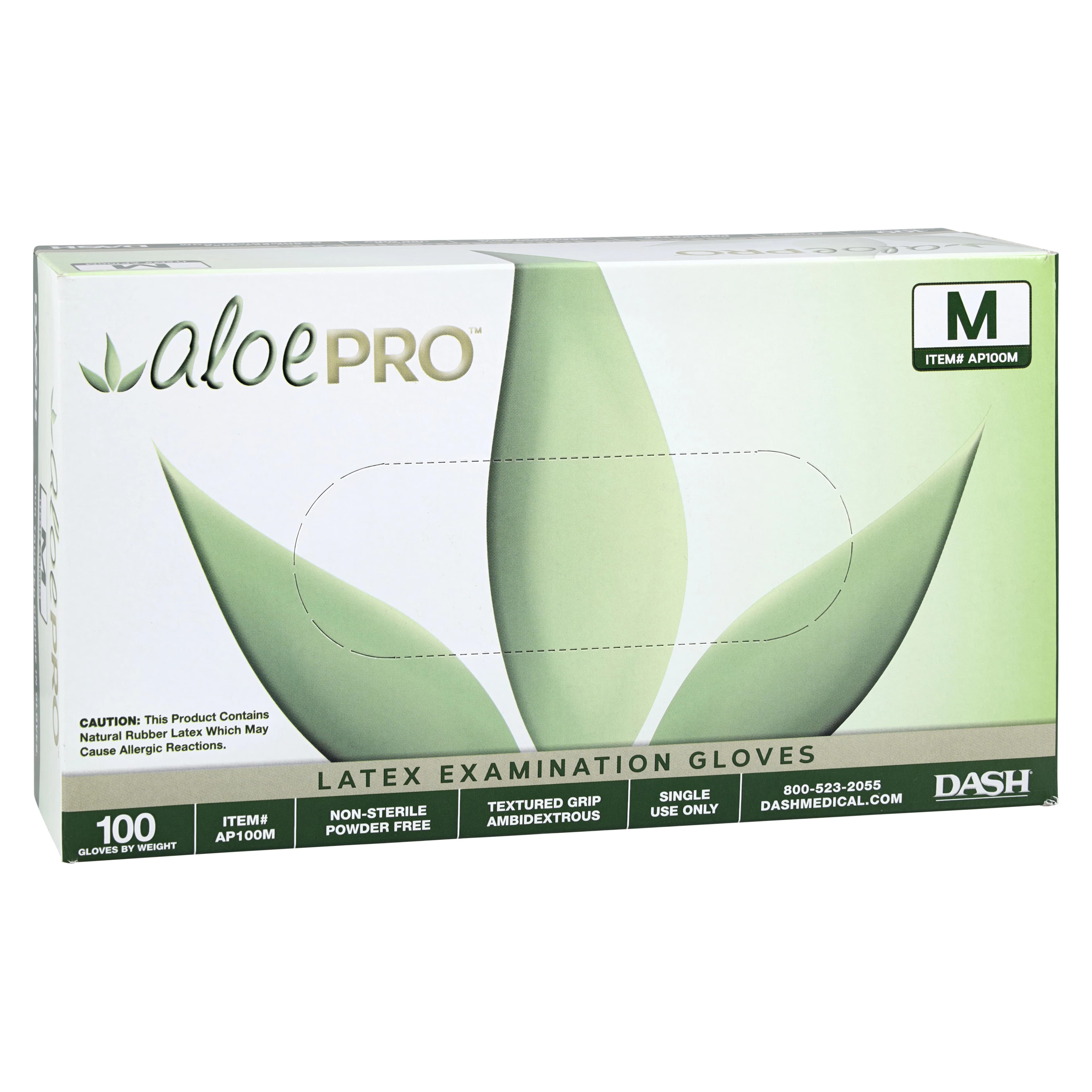 AloePRO™ Latex Examination Gloves, Powder Free, Textured, Medium, 100/Box, AP100M thumbnail 3