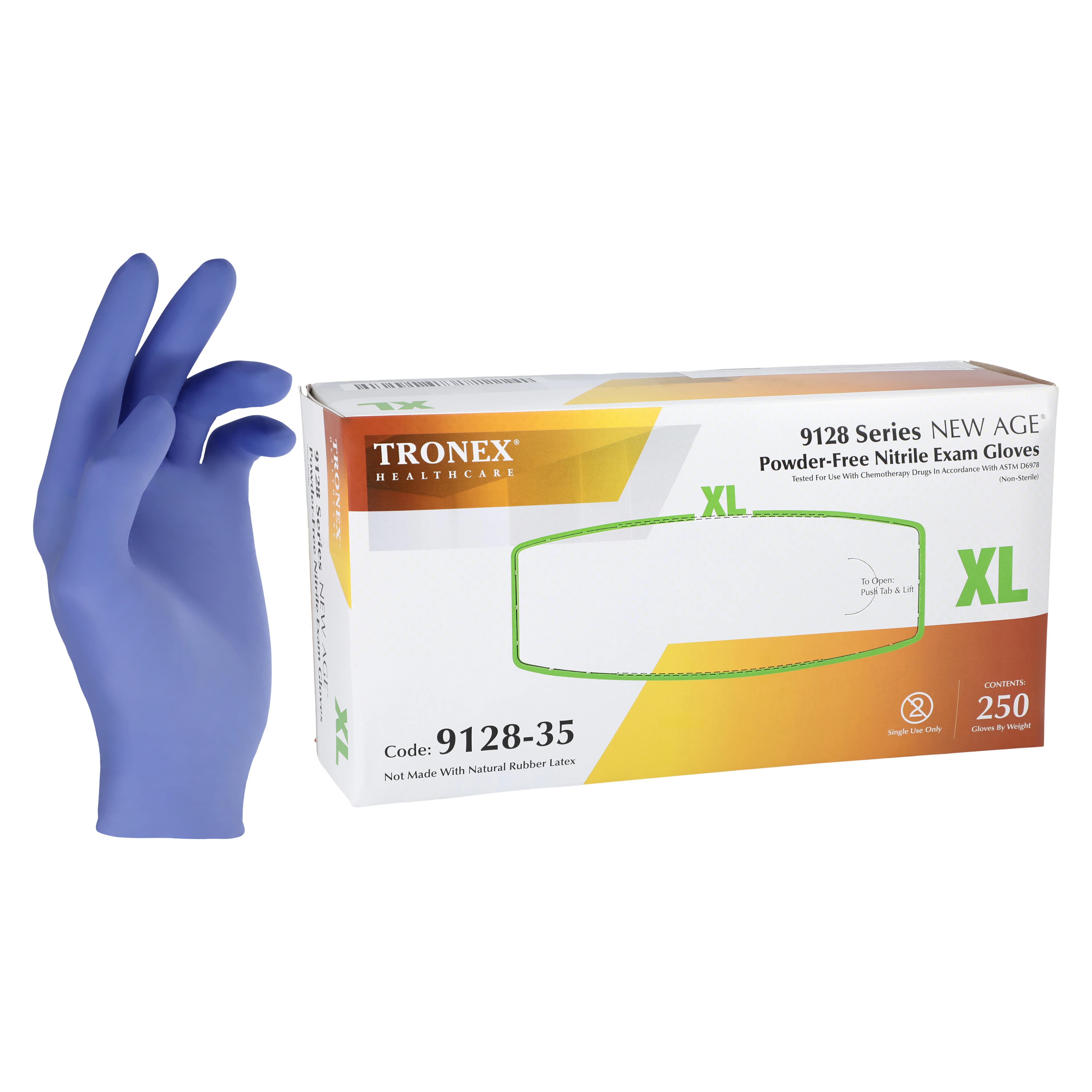 NEW AGE Nitrile Exam Gloves, Chemo, Powder-Free, X-Large, Blue, Non-Sterile, 250/Box - Glove Exam Nitrile Chemo PF XL - Image 1