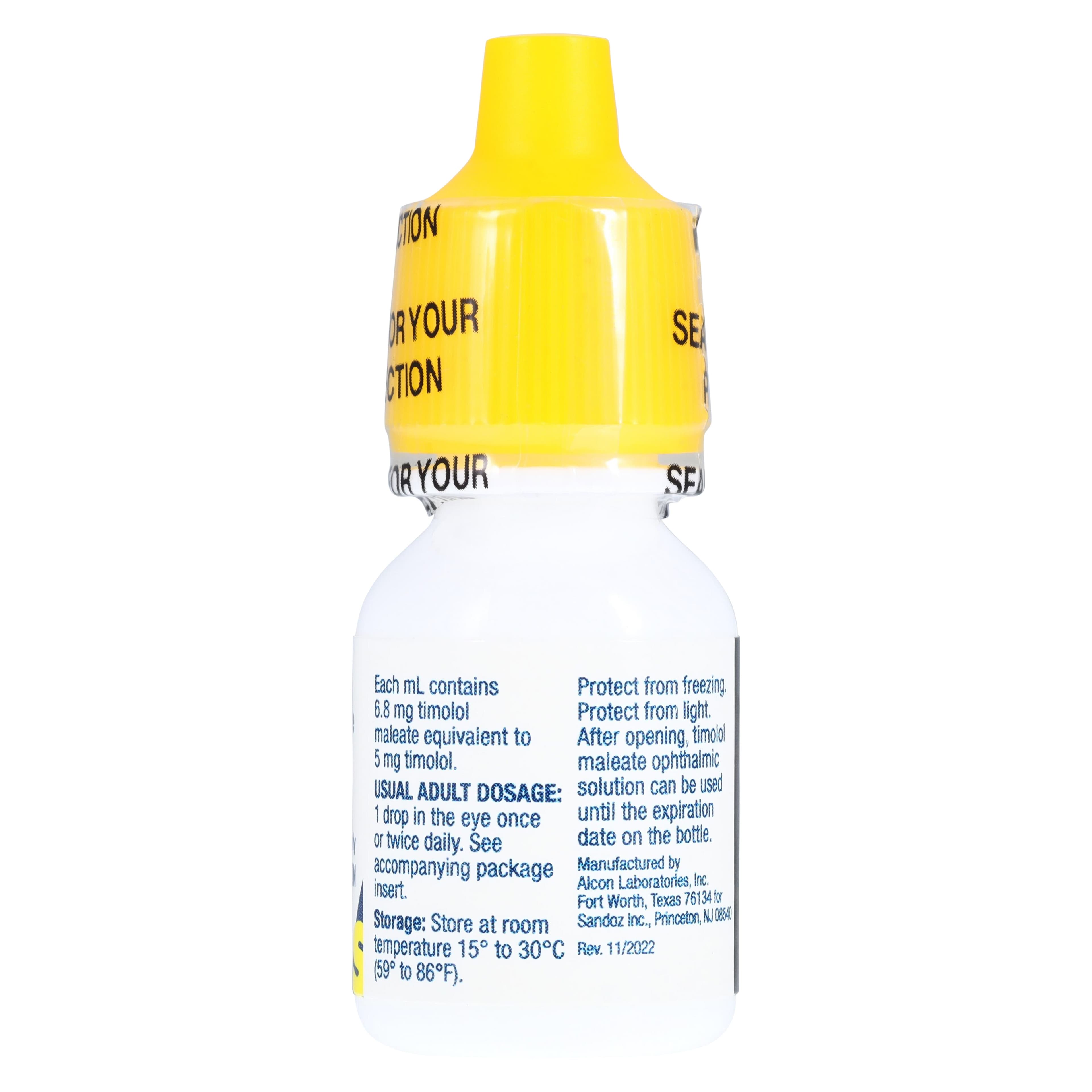 Timolol Maleate Ophthalmic Solution 0.5%, 5 mL Bottle (Sandoz) thumbnail 3