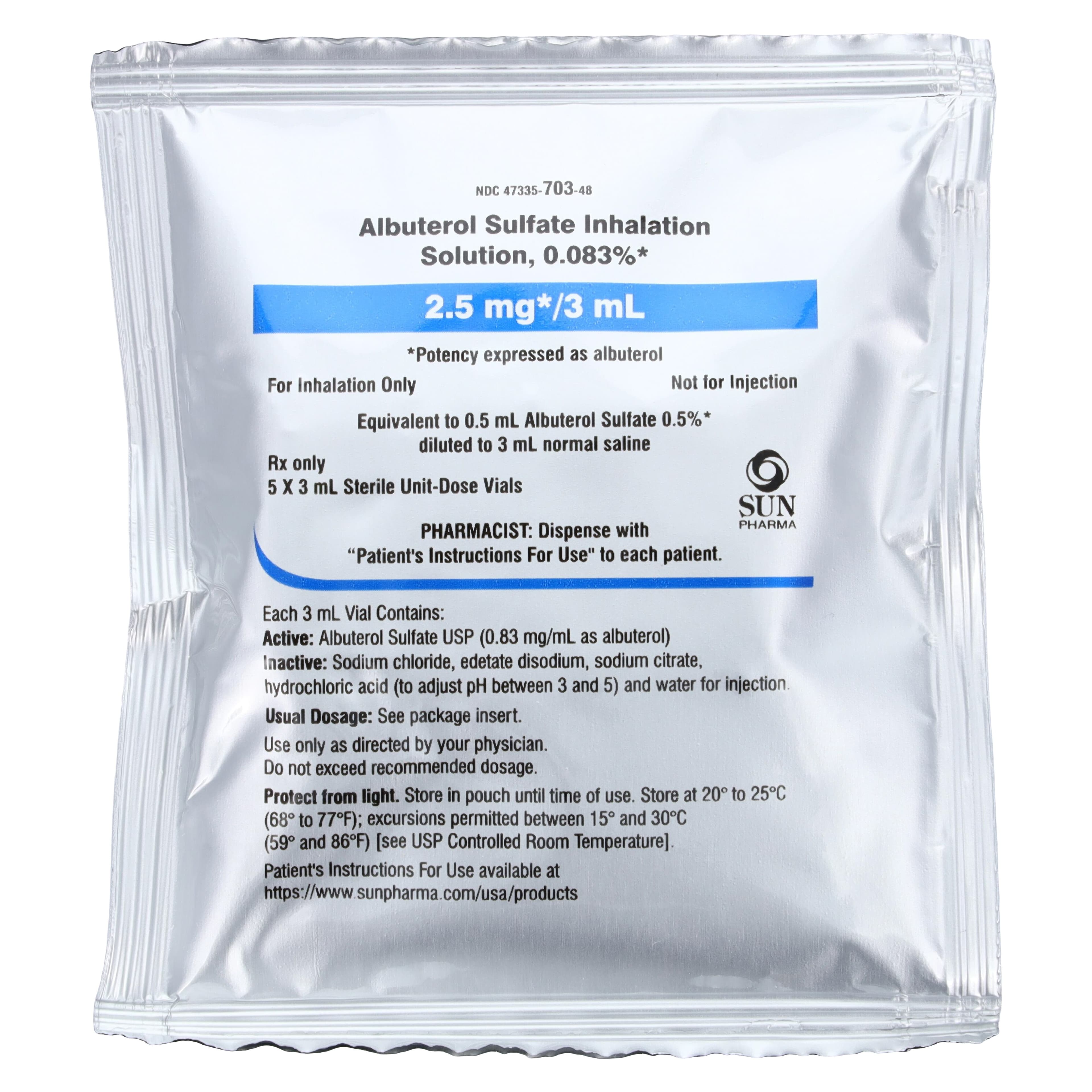 Albuterol Sulfate Inhalation Solution 0.083%, Nebulized Vial, 3mL, 25/Box thumbnail 2