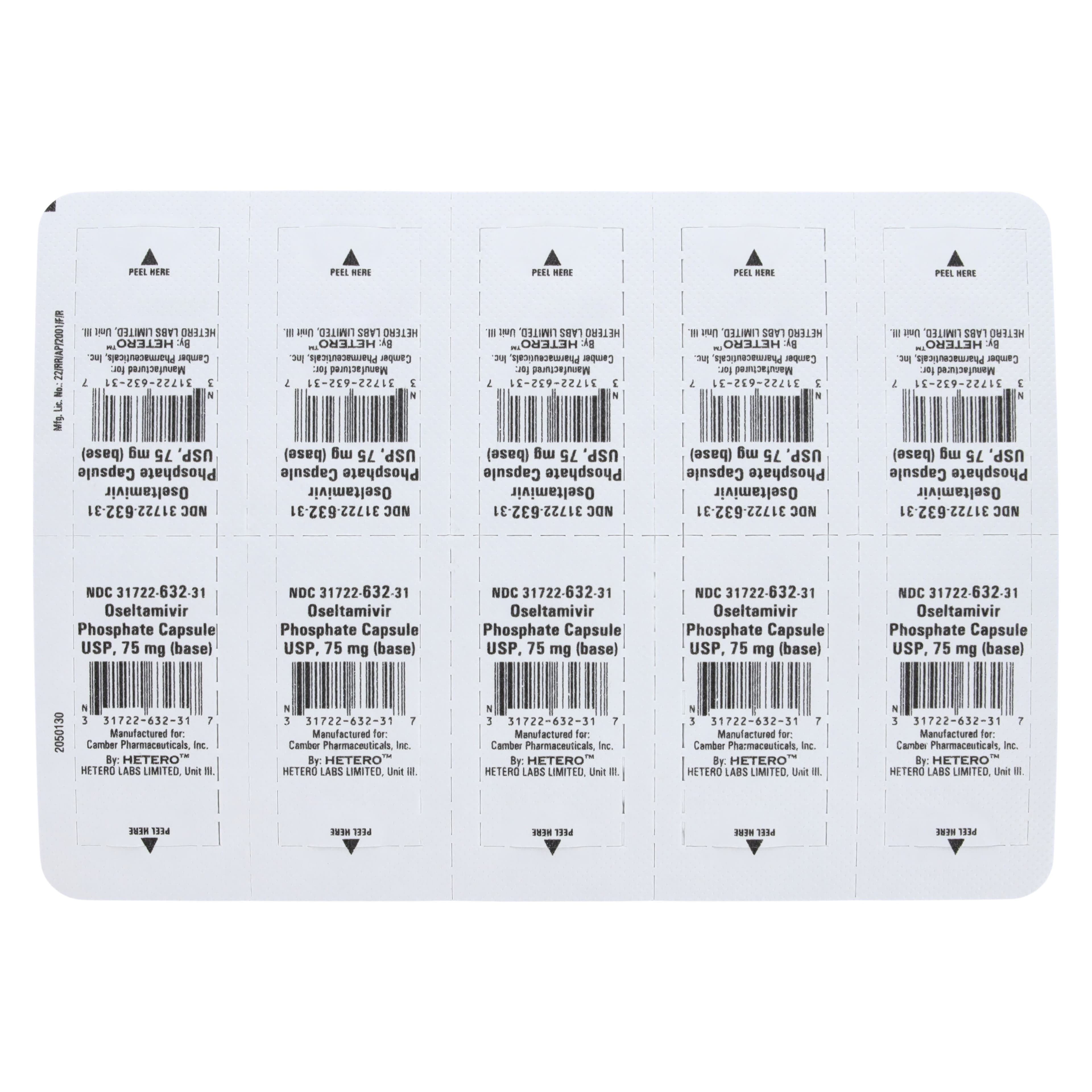 Oseltamivir Phosphate Capsules UD, 75mg, Unit Dose, 10/Package, Camber Pharmaceuticals thumbnail 2