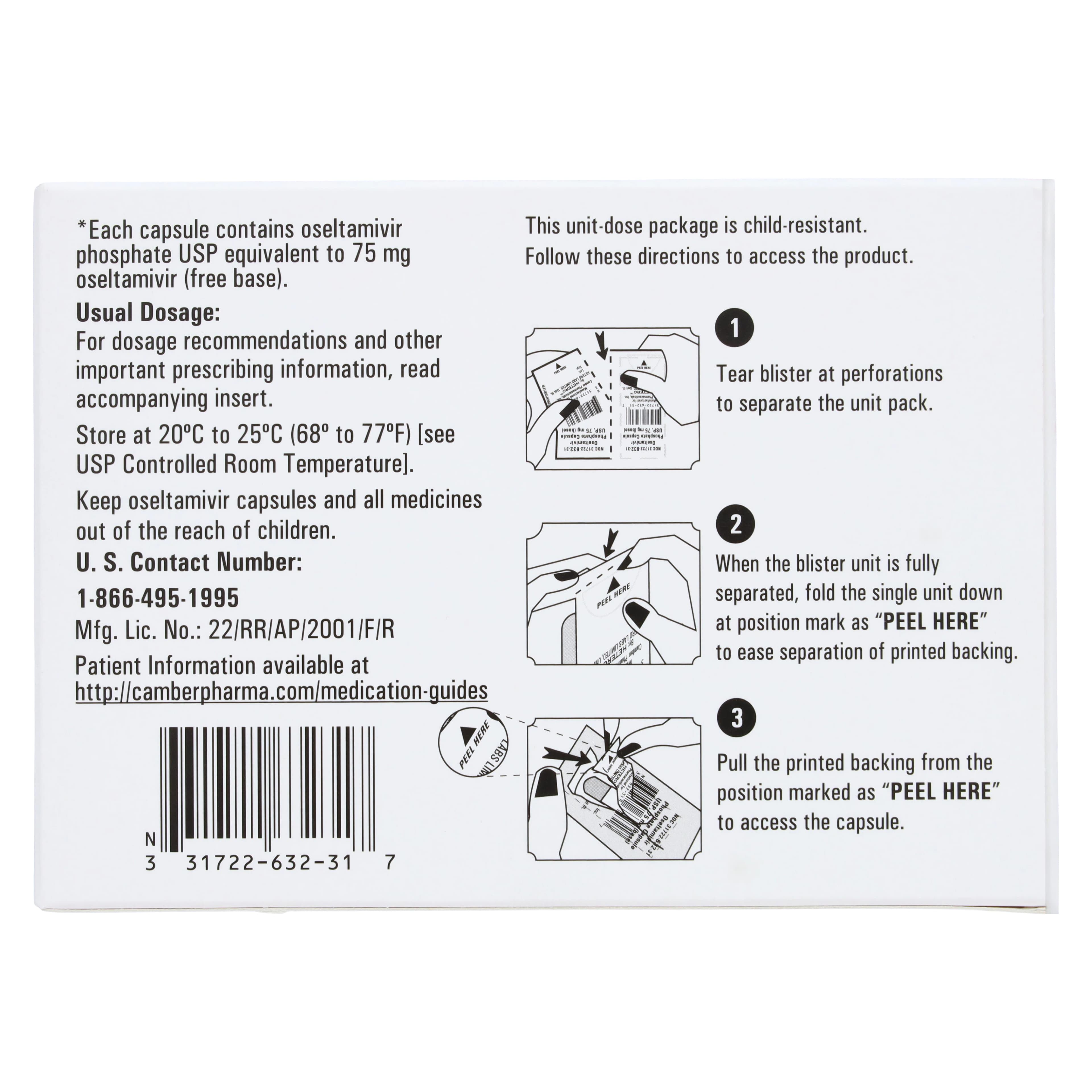 Oseltamivir Phosphate Capsules UD, 75mg, Unit Dose, 10/Package, Camber Pharmaceuticals thumbnail 4