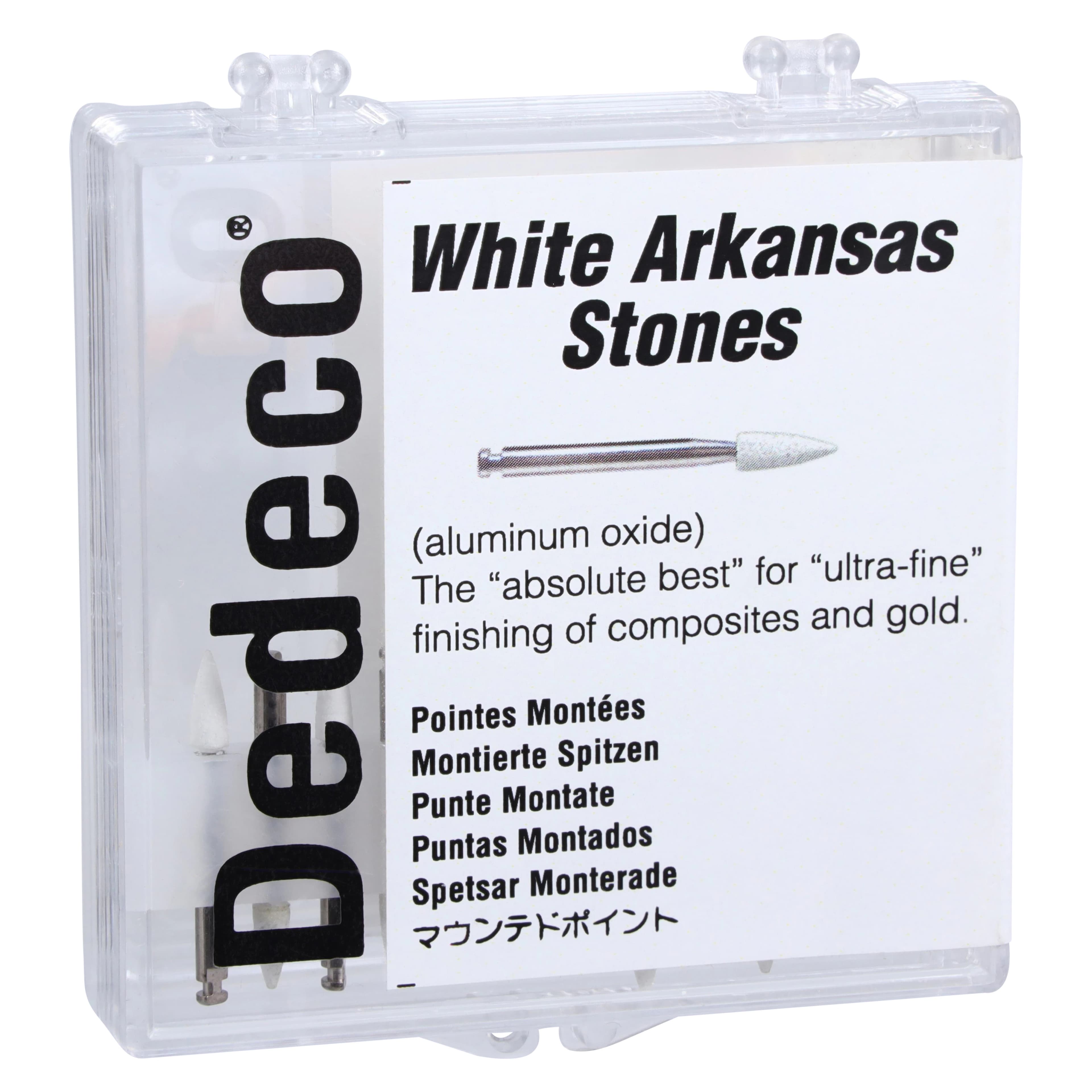 Dedeco White Arkansas Stone, Right Angle, Flame Shape #111 (FL2), Aluminum Oxide, 12/Box - White Arkansas Stones RA 111 (FL2) 12/Bx - Image 1