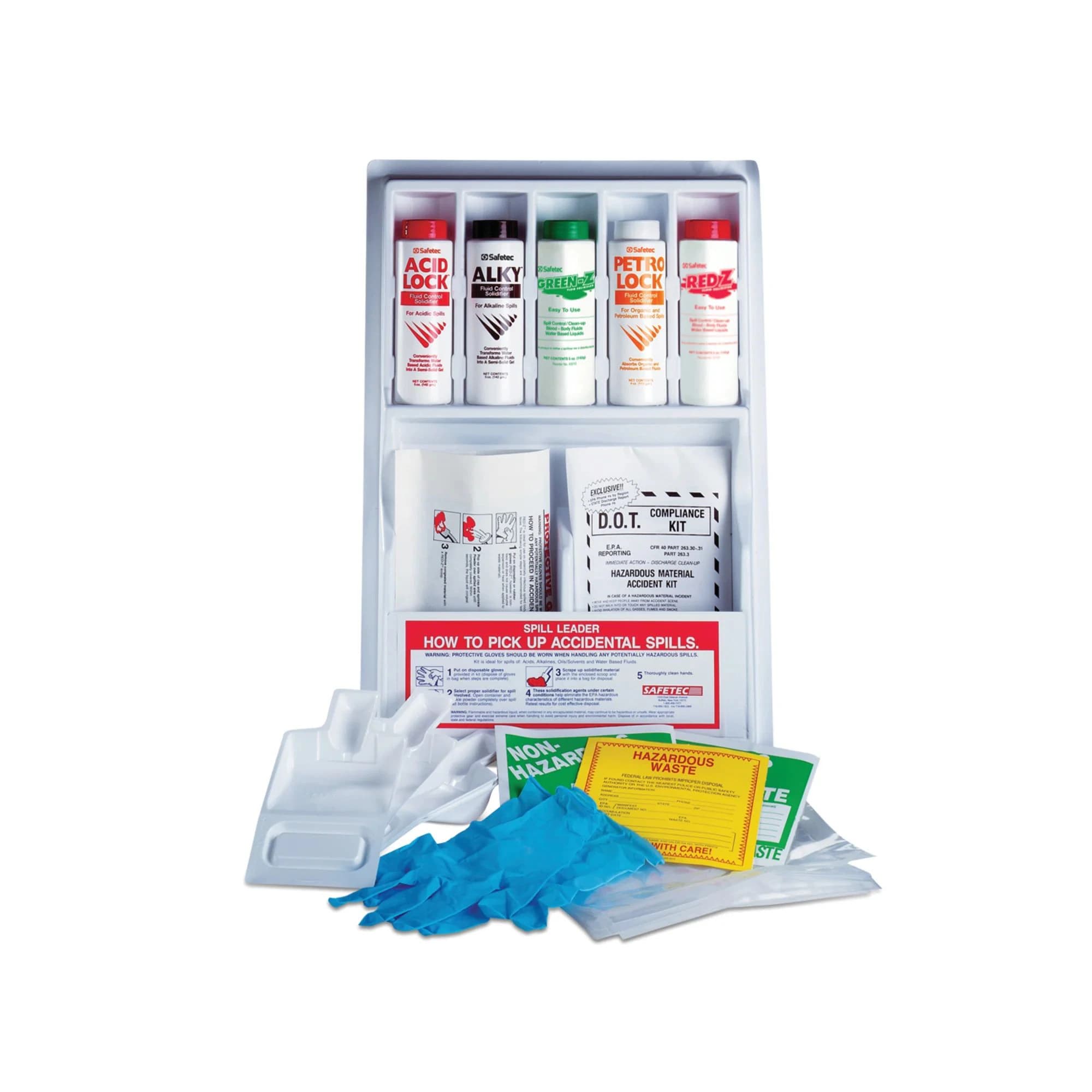 Safetec Spill Leader Clean-Up Kit with Solidifiers, Gloves, Scoops, Bags, and Labels - Spill Leader Kit - Image 1