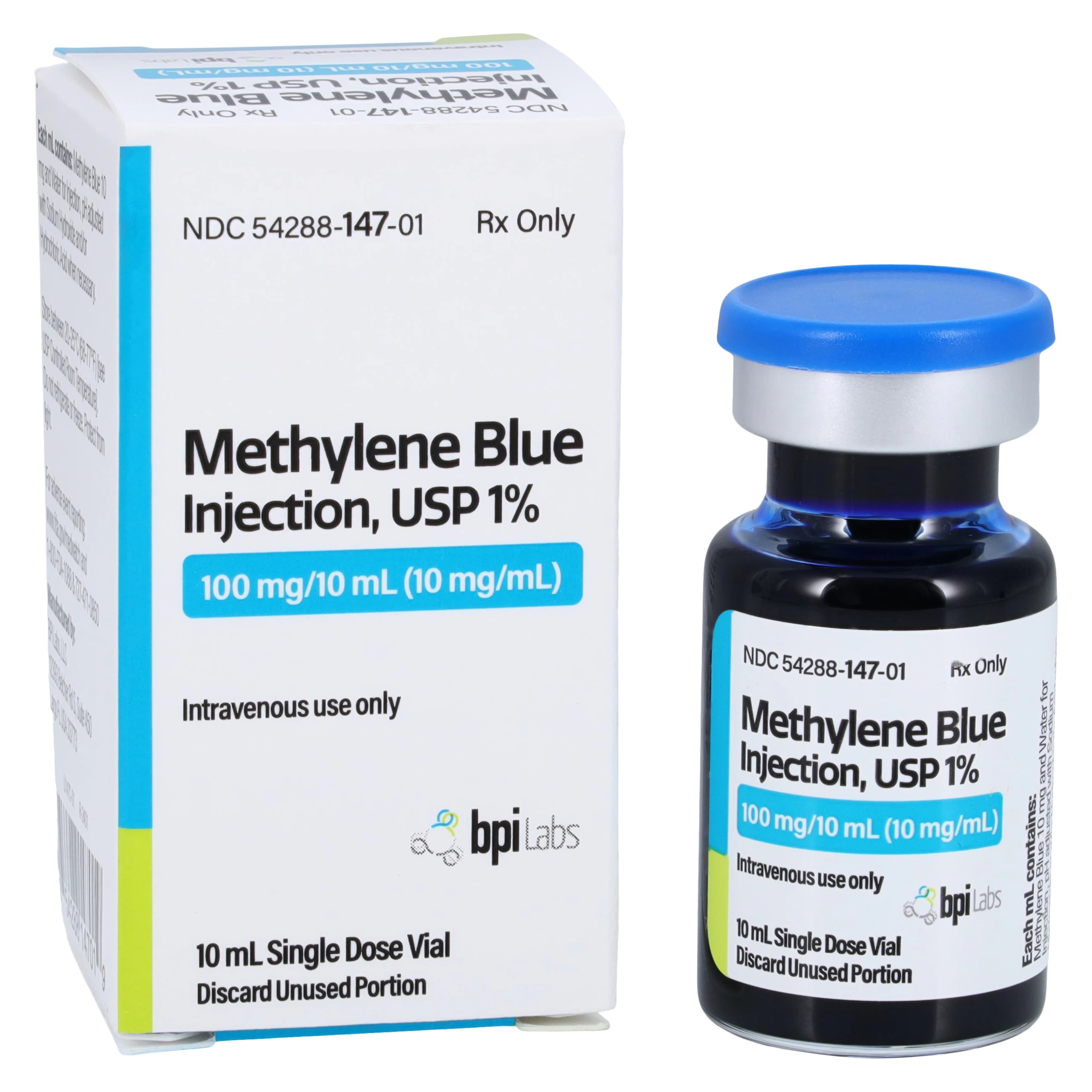 Methylene Blue Injection 1% (10 mg/mL), Single-Dose Vial, 10 mL, BPI Labs LLC - Methylene Blue Inj SDV 10mL - Image 1