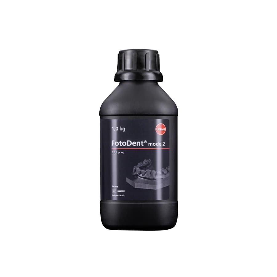 Dreve FotoDent® model2 Black 385nm 3D Printing Resin, 1.0 kg Bottle - FotoDent® model2 Black 385nm 1.0kg bottle - Image 1