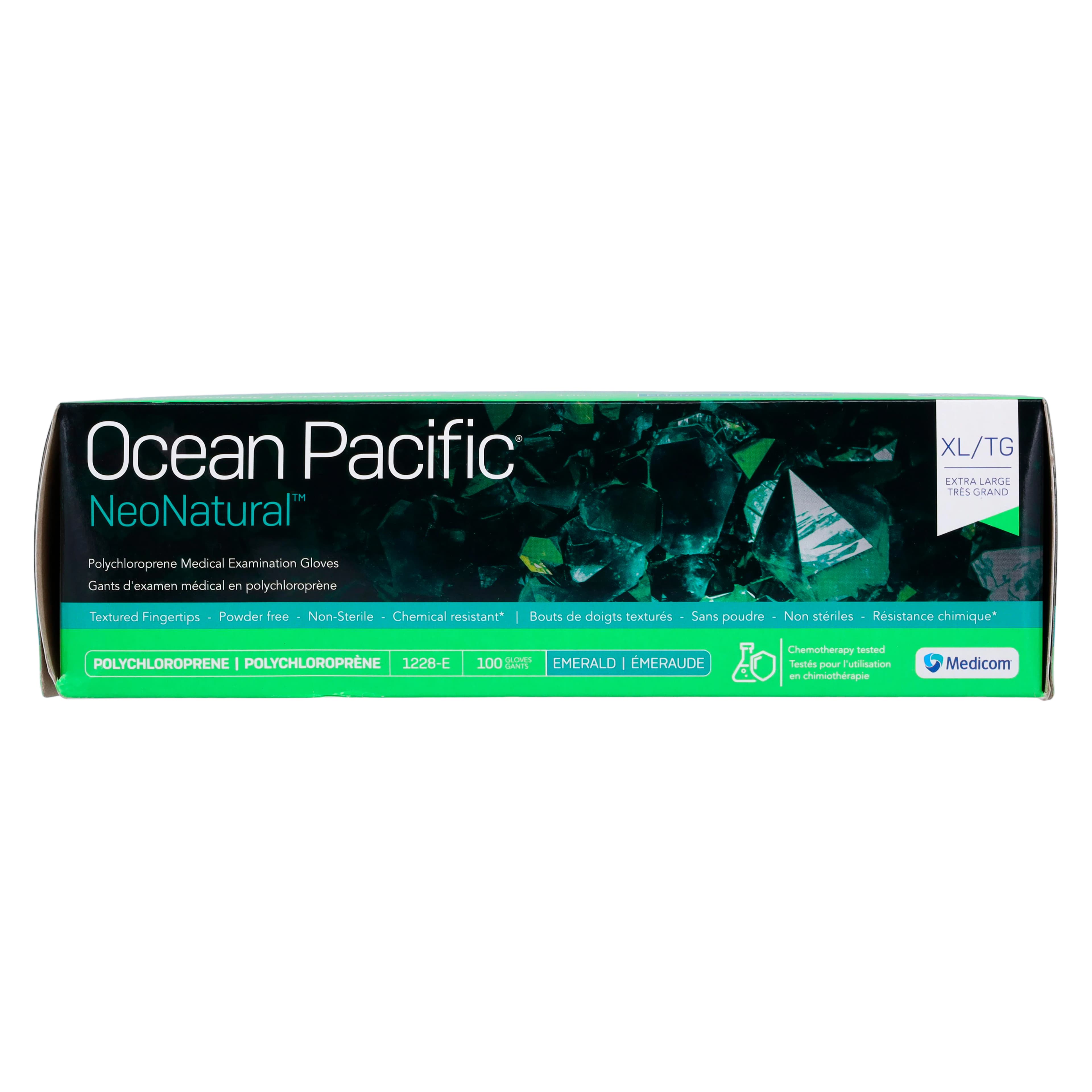 Ocean Pacific® NeoNatural™ Polychloroprene Exam Gloves, Powder Free, Latex Free, Non-Sterile, Extra Large, Emerald Green, Textured Fingertips, 100/Box, 1228-E thumbnail 6