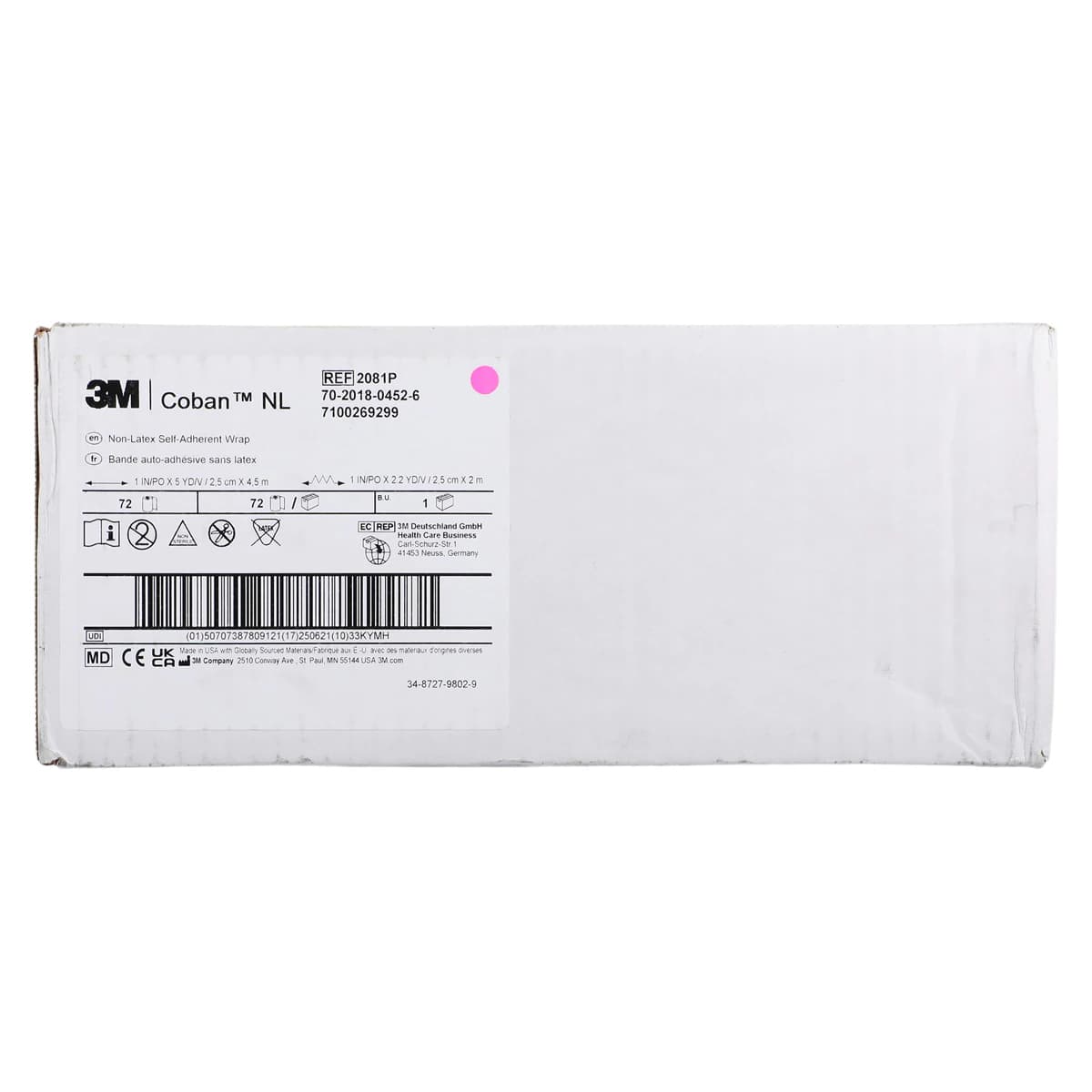 3M Coban LF Self-Adherent Wrap Bandage, 1" x 5 yd, Pink, Non-Sterile, 72/Case thumbnail 3
