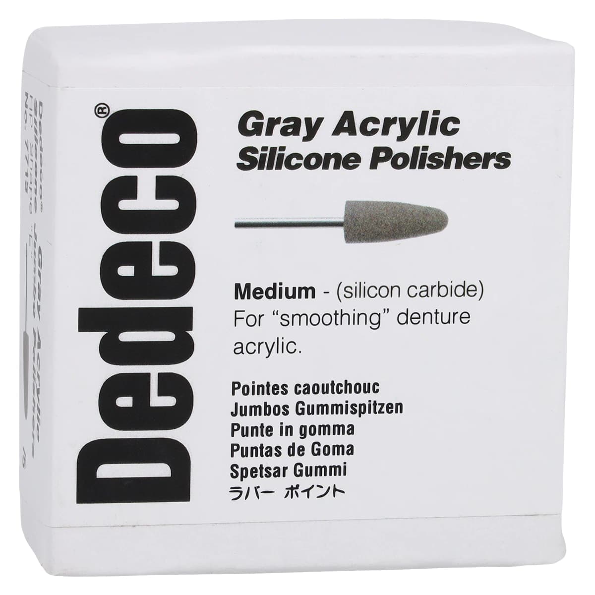 Dedeco Silicone Jumbos Acrylic Polisher, Shape E, Gray, Medium, HP 3/32" Shank, 5/Box, 7715 - Silicone Jumbos Acrylic Shape E Gray-Medium 5/Bx - Image 1