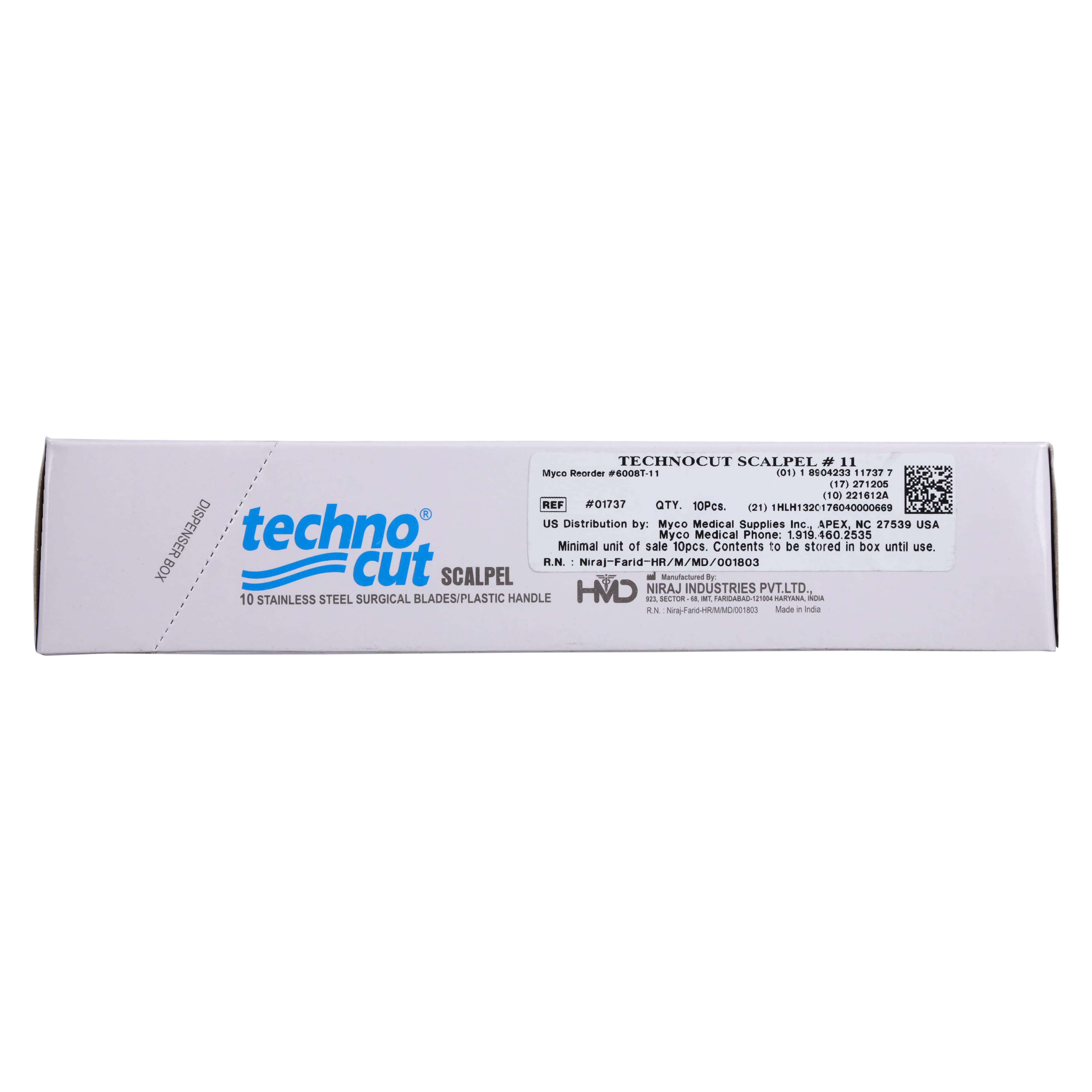 Myco Medical Technocut Disposable Scalpel, Size 11, Sterile, Stainless Steel, 10/Box, 6008T-11 thumbnail 4