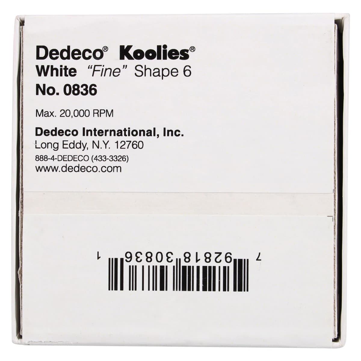 Dedeco Koolies White #6 Grinding Wheel, Fine Aluminum Oxide, 7/8" x 3/32", 50/Box thumbnail 3