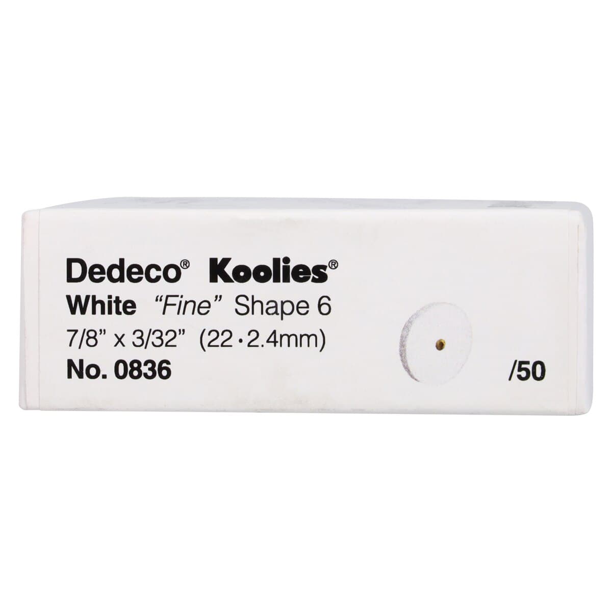 Dedeco Koolies White #6 Grinding Wheel, Fine Aluminum Oxide, 7/8" x 3/32", 50/Box thumbnail 2