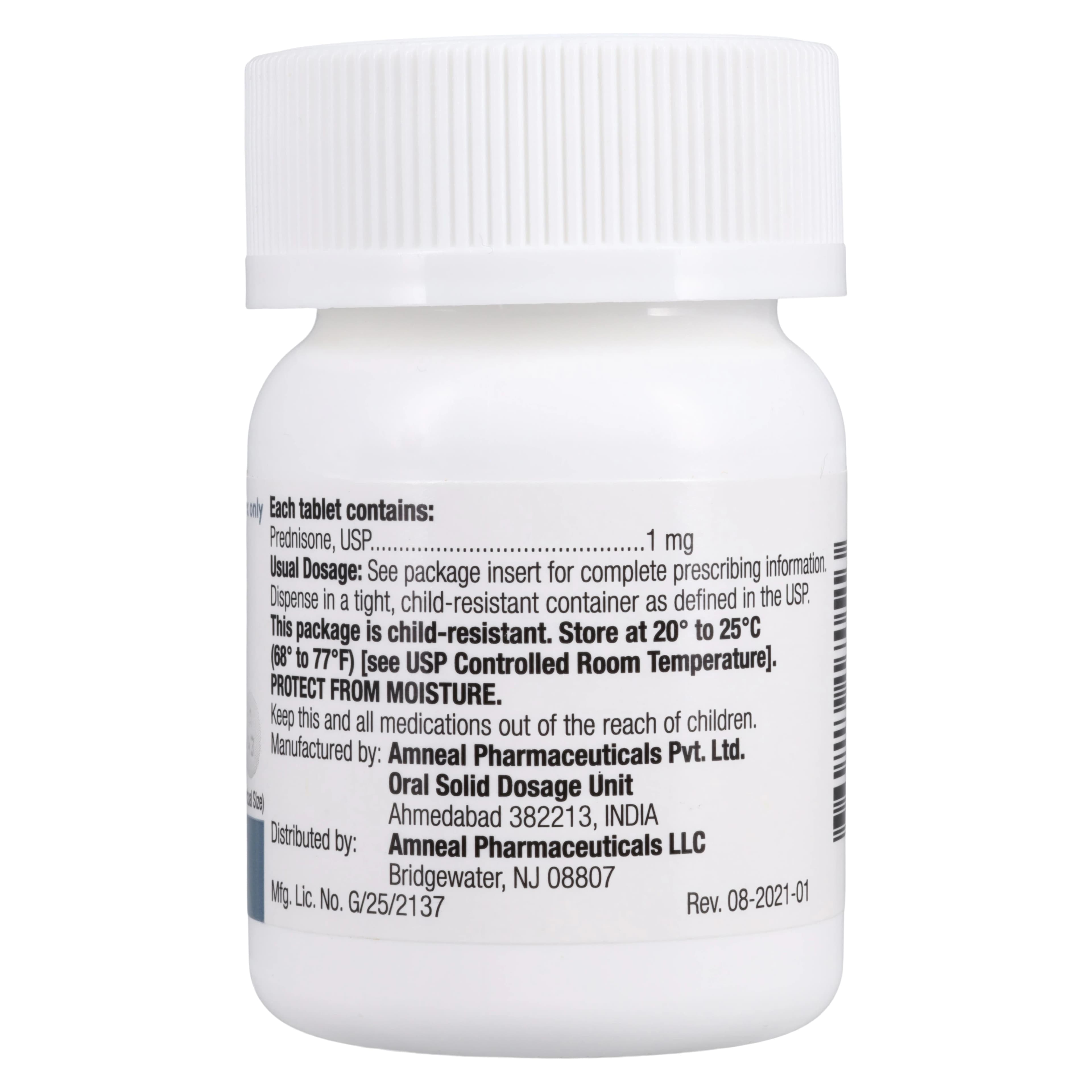 Prednisone Tablets 1mg, 100/Bottle, Amneal Pharmaceuticals thumbnail 2