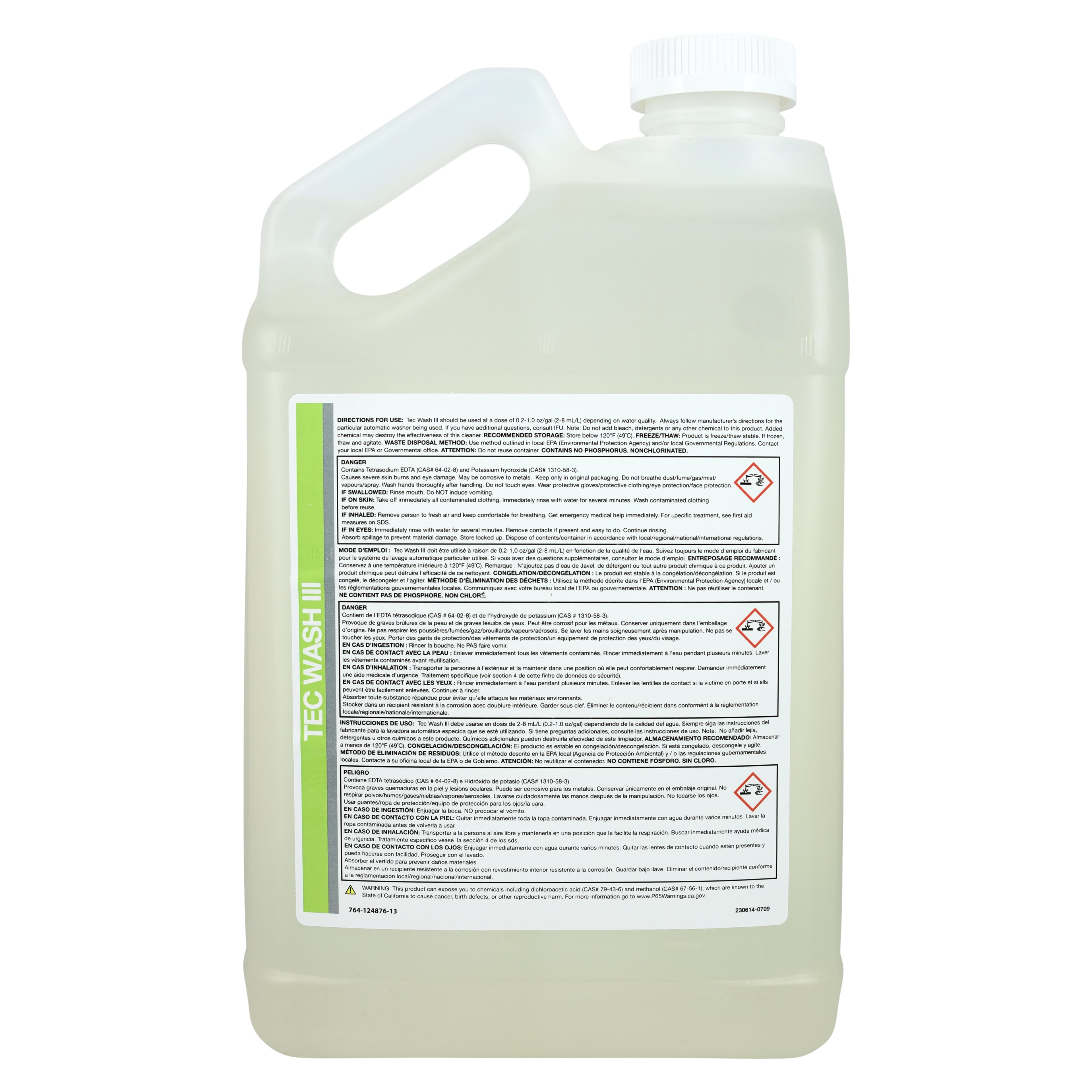Tec Wash III Instrument Detergent, Mild Odor, Clear, 3/Case thumbnail 2