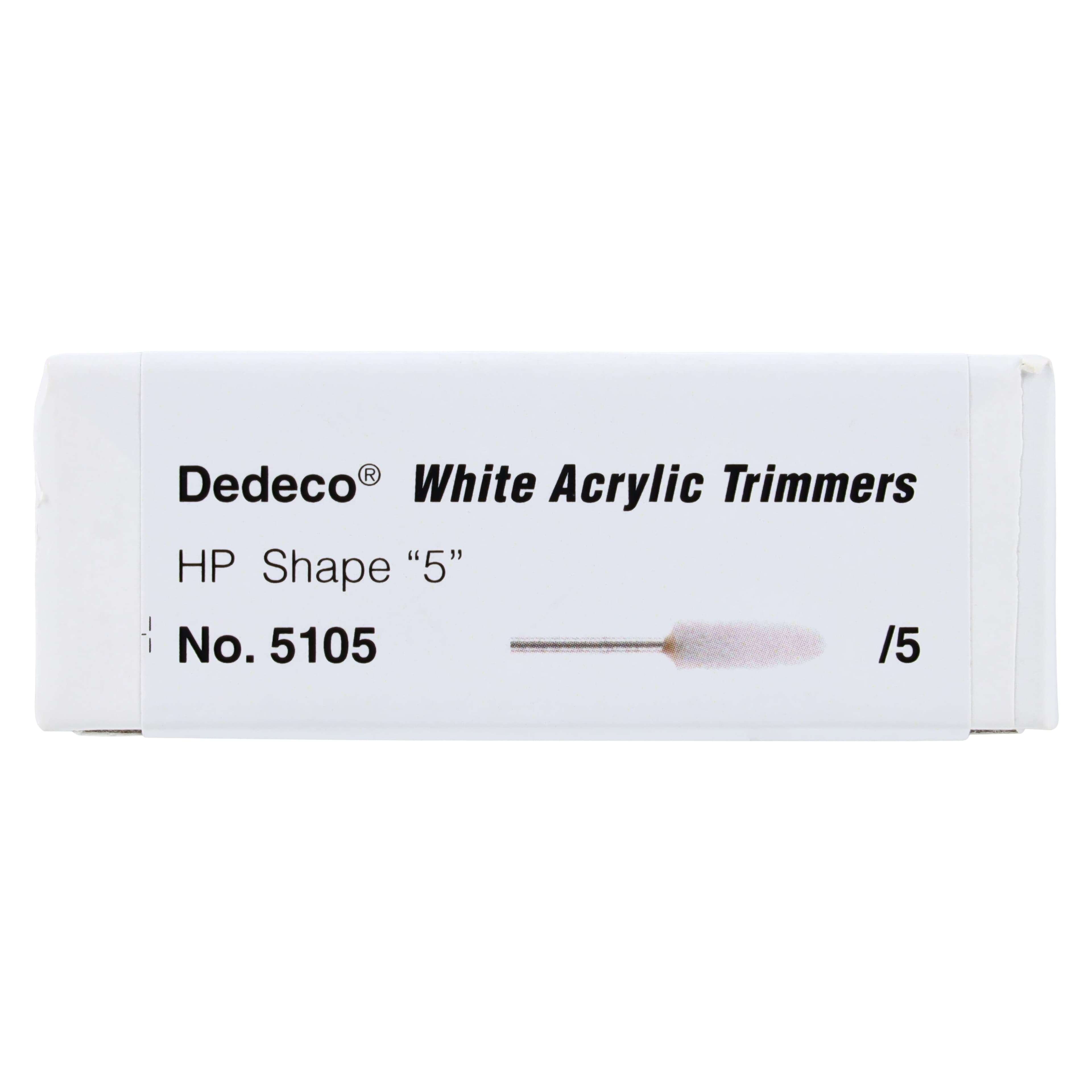 Dedeco Acrylic HP Trimmers, White, Shape #5, Medium Grit, 3/32" (2.35mm) Shank, 5/Box, 5105 thumbnail 3