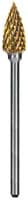 Dedeco Goldies Carbide Bur, 63-B/XC, Coarse Cut, Titanium Nitride Coated, HP (2.35mm Shank), 1/Pk - Carbide Bur Goldies®, Regular Cut - Coarse Cut, 63-B/XC - Image 1