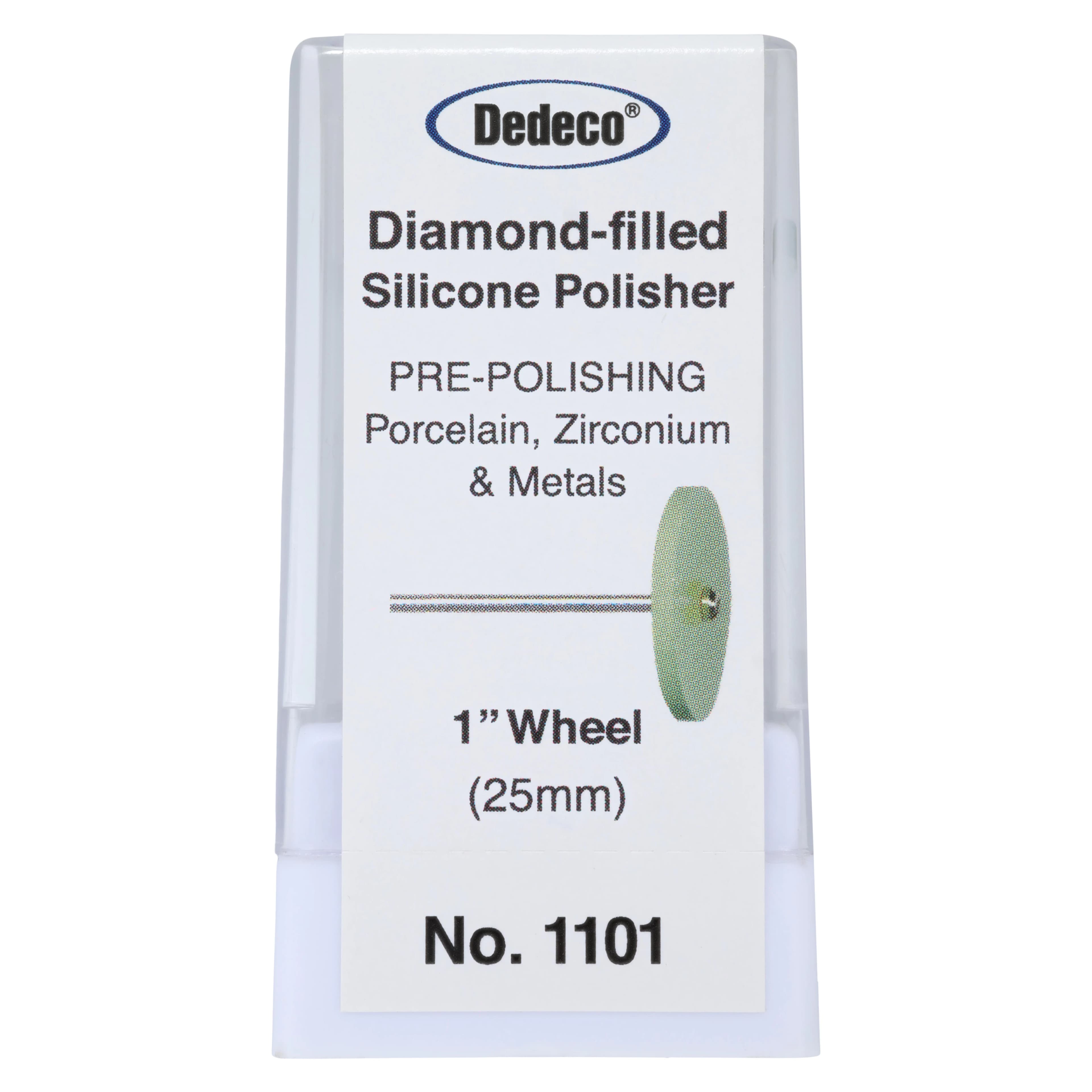 Dedeco Hi-Glaze Diamond-Filled Silicone Porcelain Polisher, Coarse, Green, 1" Wheel, 3/32" (2.35mm) HP Shank, 1/Each thumbnail 3