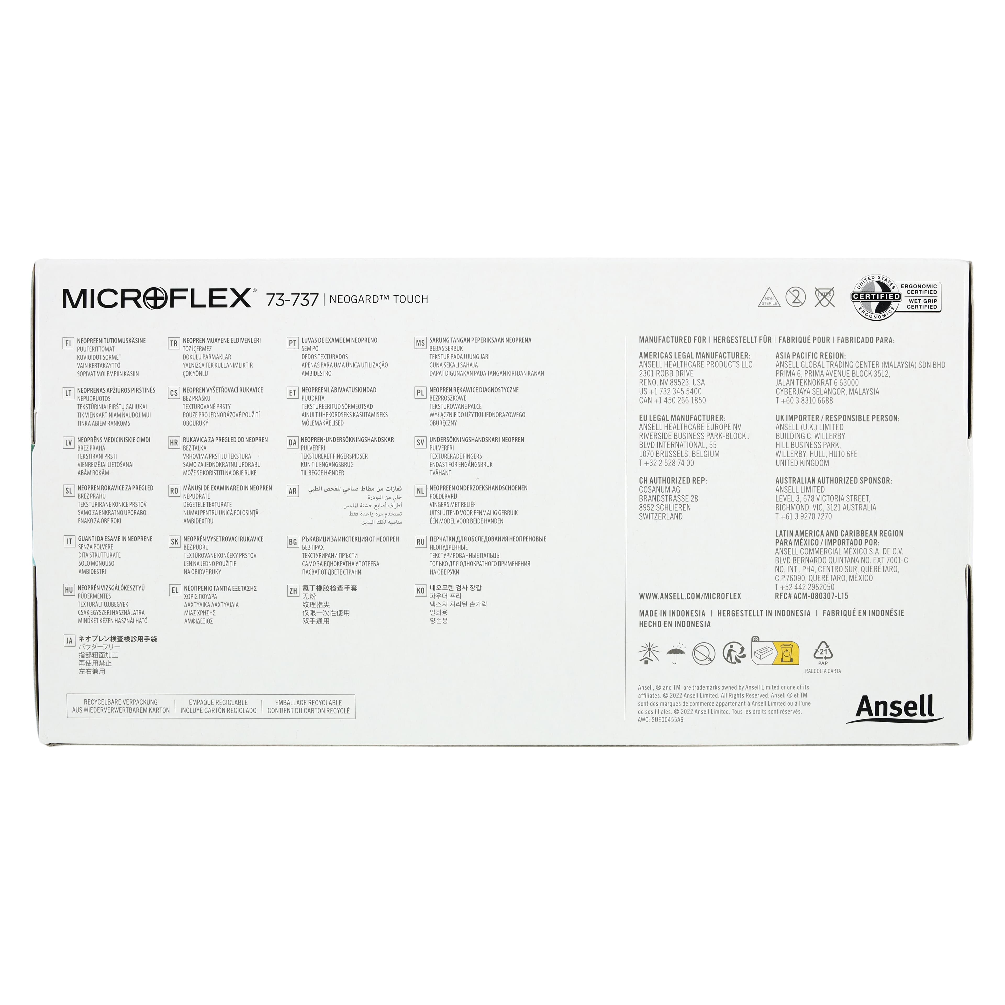 Microflex Neogard Touch 73-737 Neoprene Exam Gloves, Powder Free, Latex Free, Textured, Medium, Green, 200/Box, 73737080 thumbnail 4