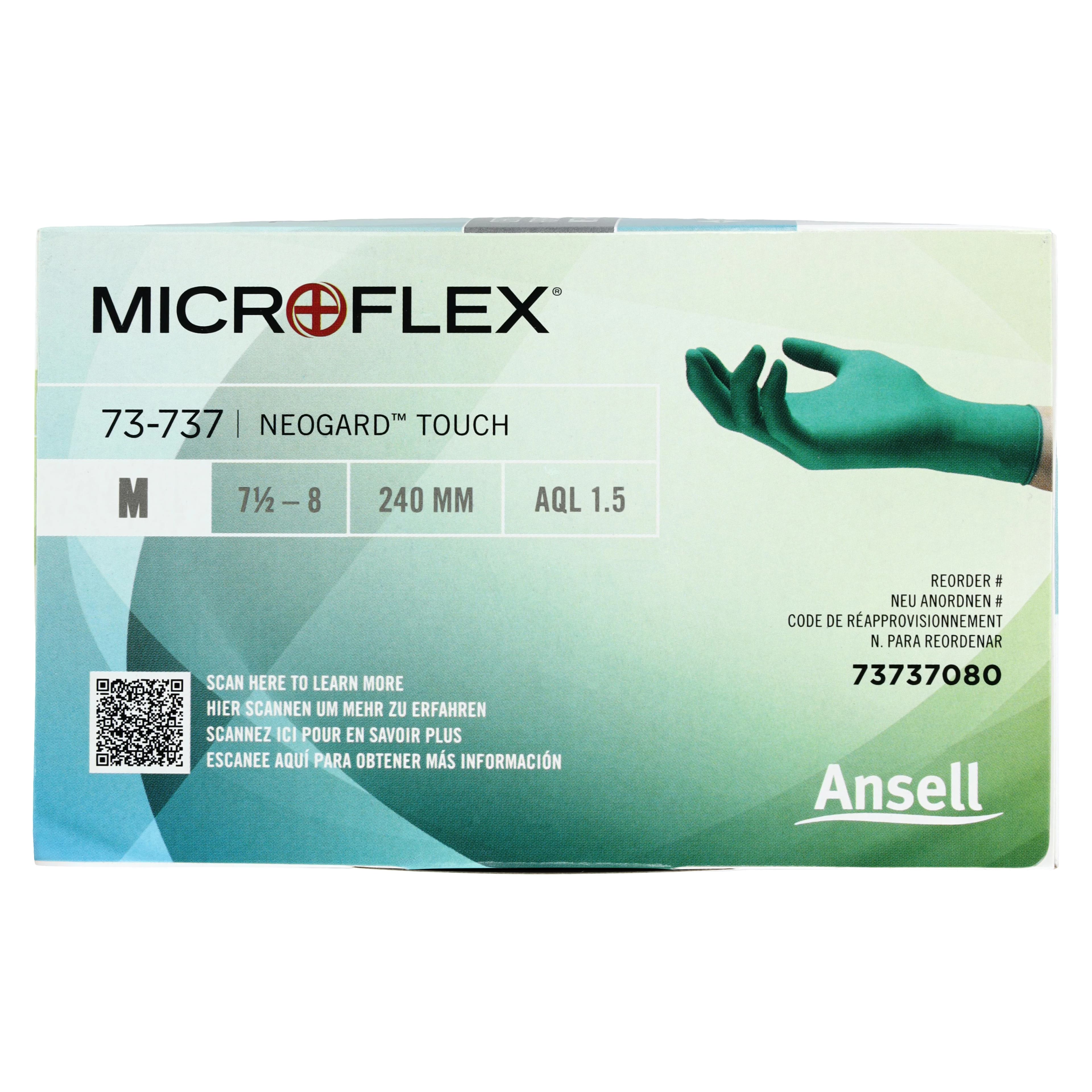 Microflex Neogard Touch 73-737 Neoprene Exam Gloves, Powder Free, Latex Free, Textured, Medium, Green, 200/Box, 73737080 thumbnail 5