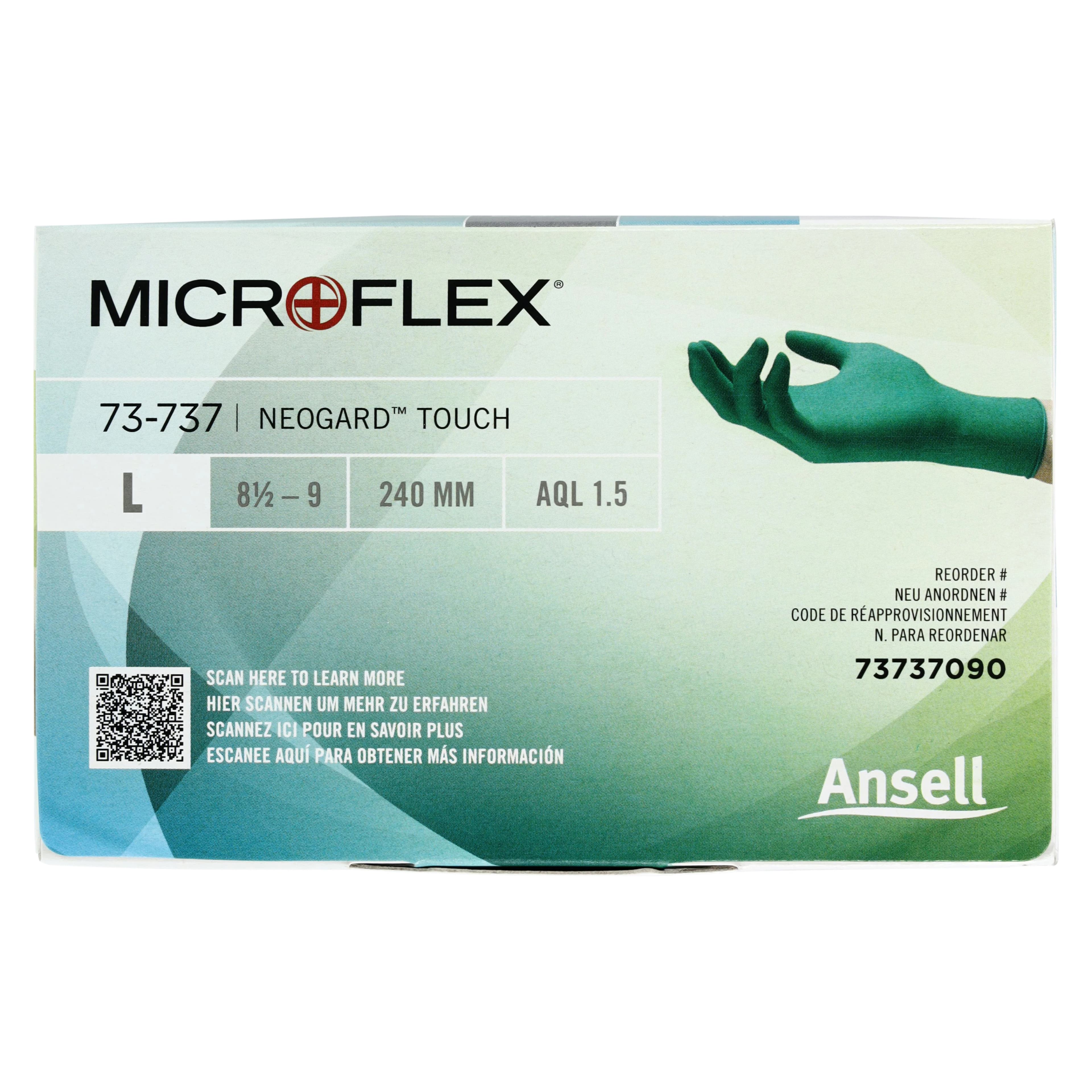 Microflex Neogard Touch 73-737 Neoprene Exam Gloves, Powder-Free, Latex-Free, Textured Fingertips, Large, Green, 200/Box, 73737090 thumbnail 5
