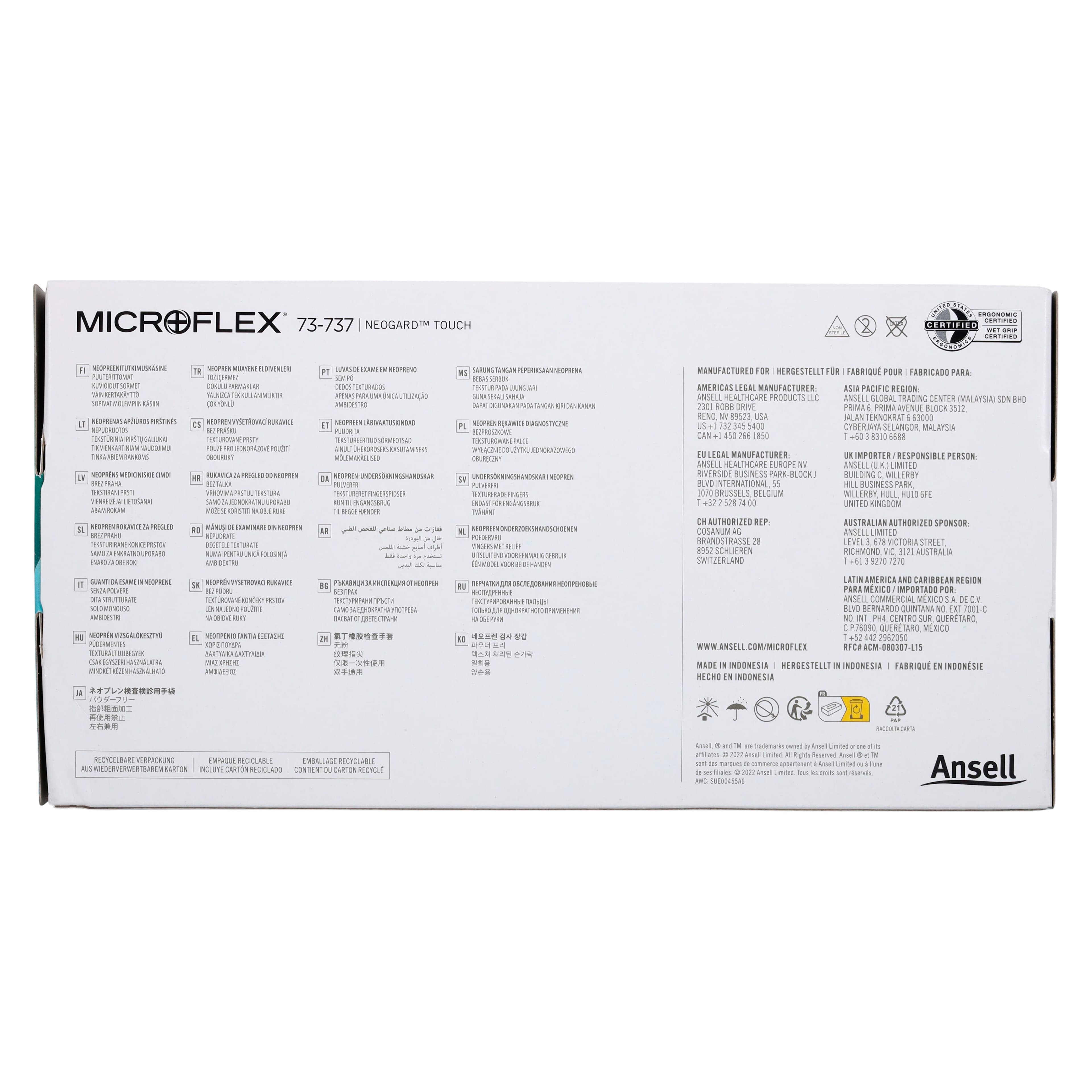 Microflex Neogard Touch 73-737 Neoprene Exam Gloves, X-Large, Green, Non-Sterile, 200/Box, 73737100 thumbnail 4