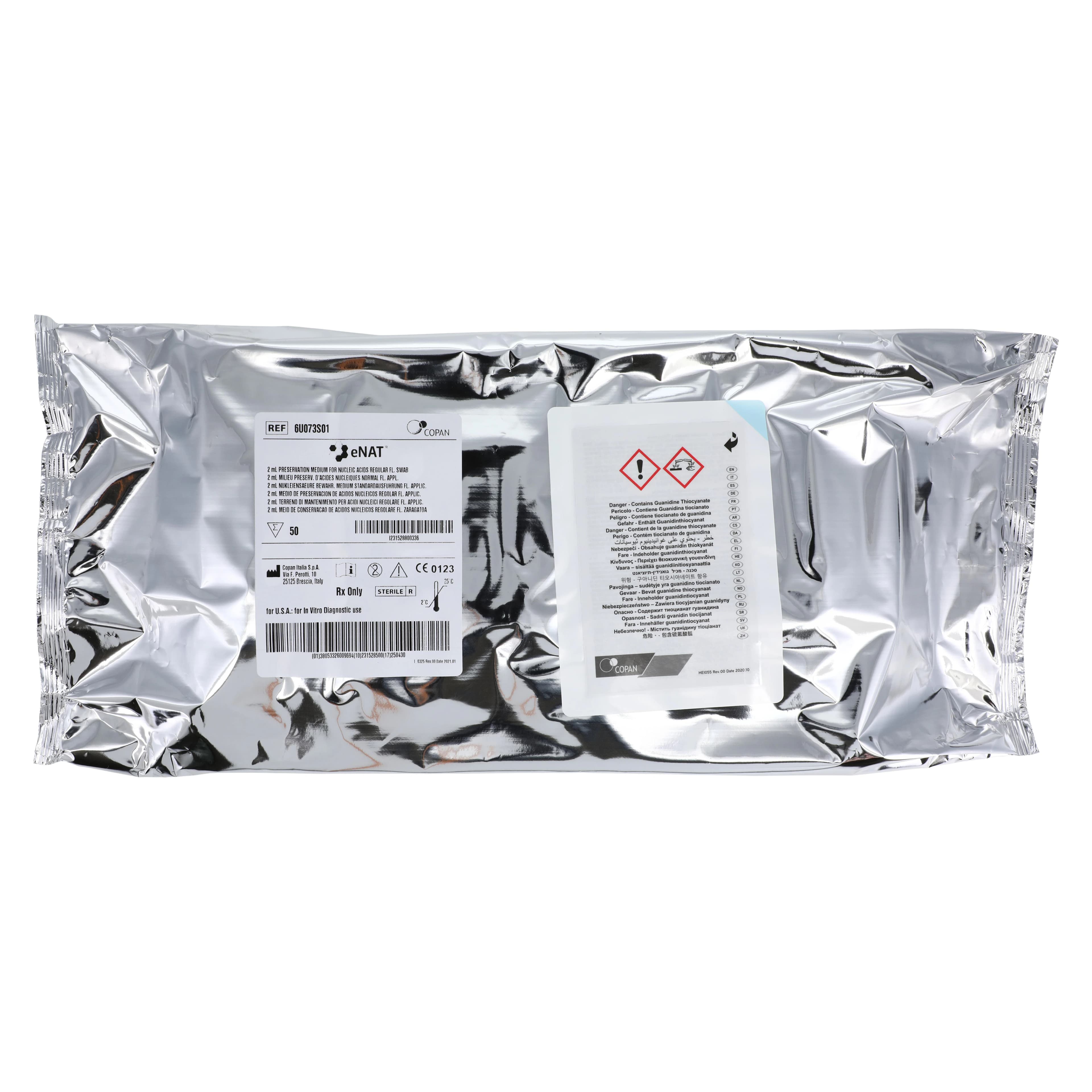 Copan eNat Nasal Specimen Collection Kit, Flocked Nylon Swab, Regular, Medium, 2mL, 500/Case - Swab Flocked Regular eNat - Image 1