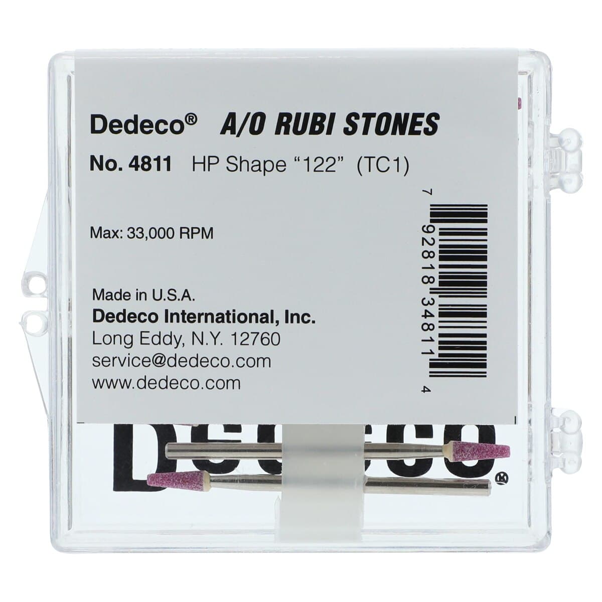 Dedeco A/O Rubi Stones HP, Shape 122 (TC1), Aluminum Oxide, 3/32" (2.35mm) Shank, 12/Box thumbnail 3