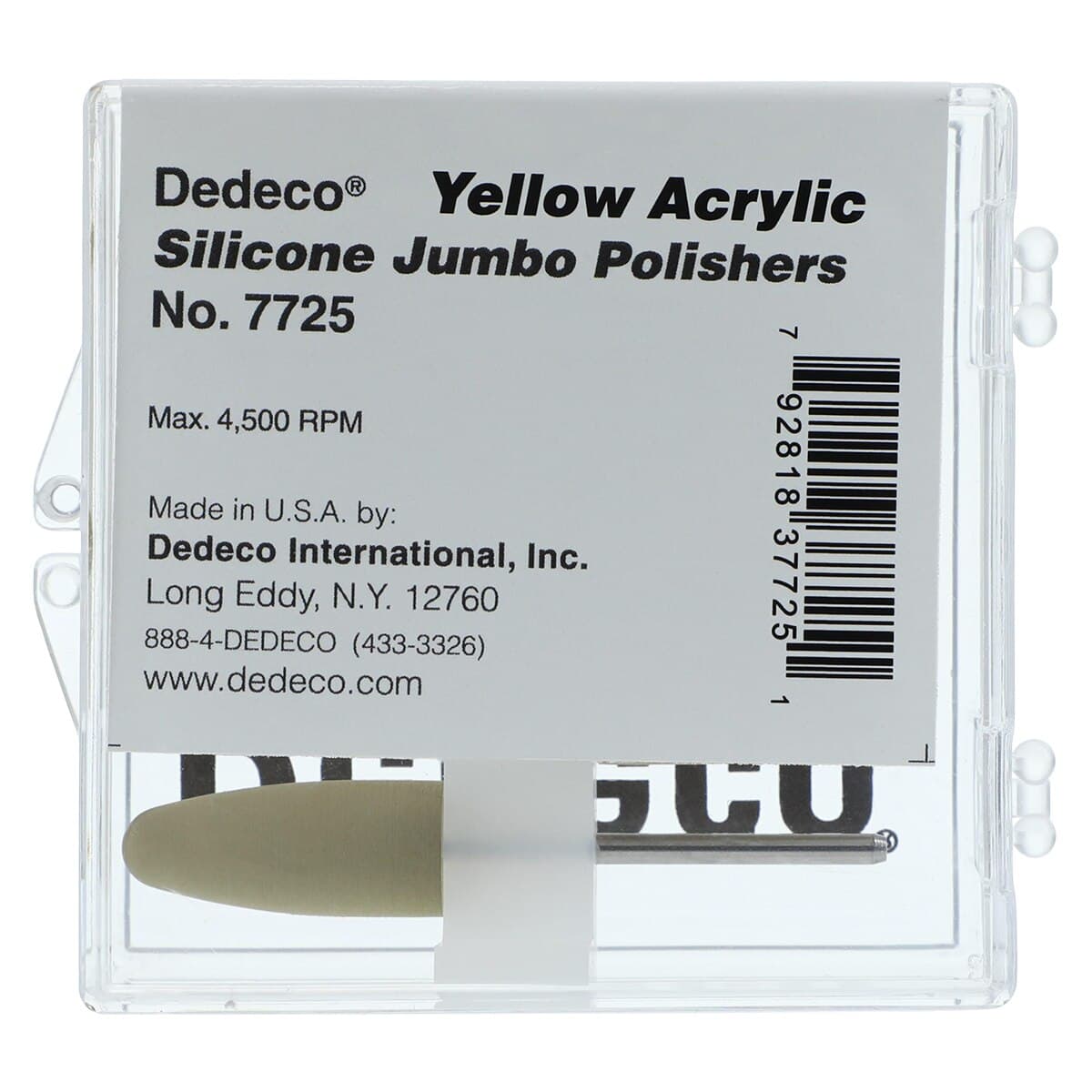 Dedeco Silicone Jumbos Acrylic Polisher, Shape E, Yellow, Fine Grit, HP 3/32" (2.35mm) Shank, 5/Box thumbnail 3