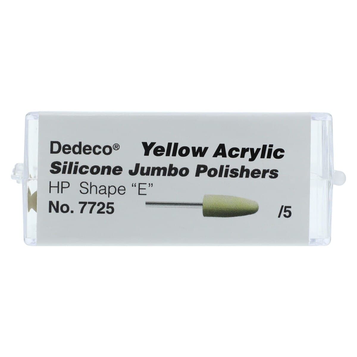 Dedeco Silicone Jumbos Acrylic Polisher, Shape E, Yellow, Fine Grit, HP 3/32" (2.35mm) Shank, 5/Box thumbnail 2