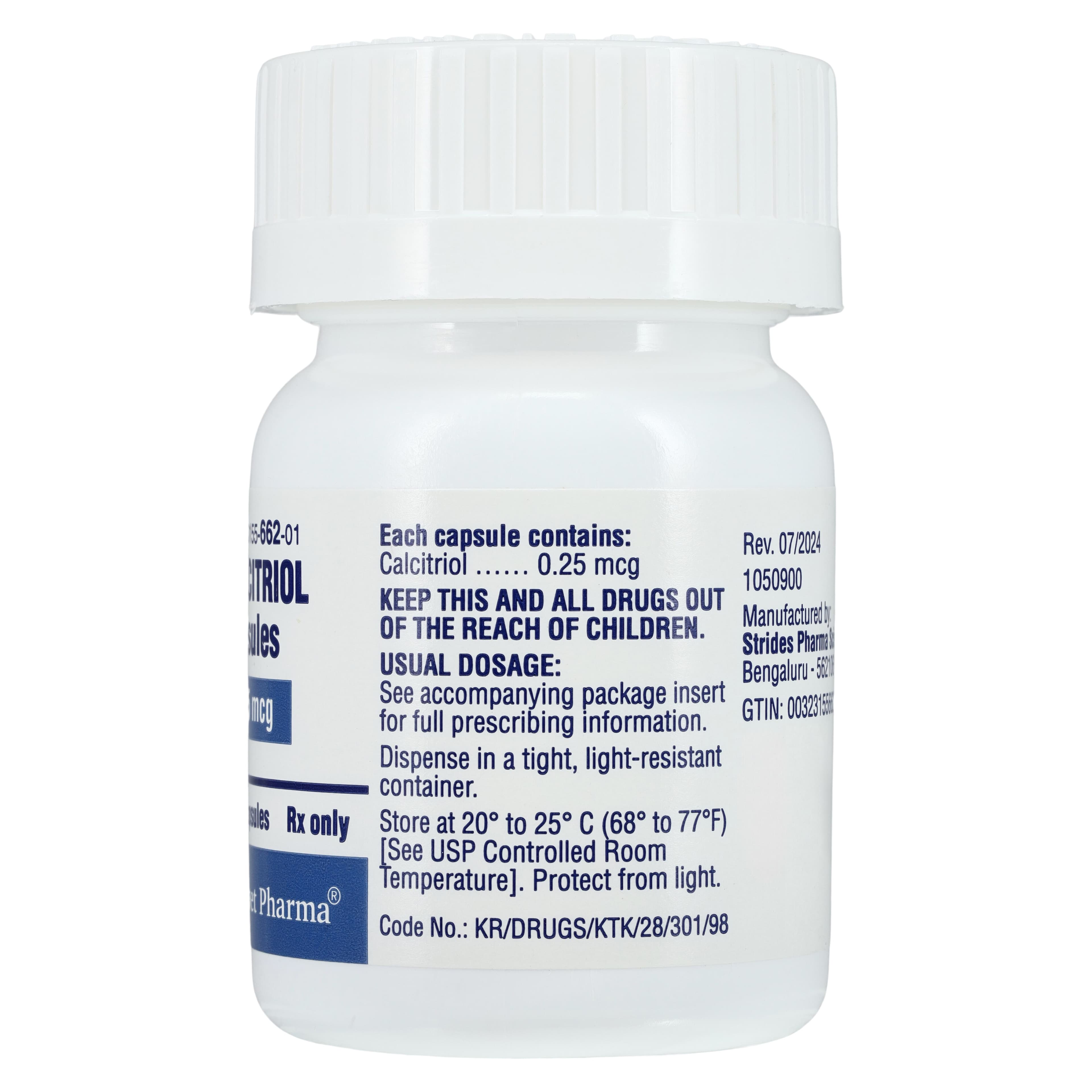 Calcitriol Capsules 0.25 mcg, 100 Count Bottle (Heritage Pharmaceuticals) thumbnail 2