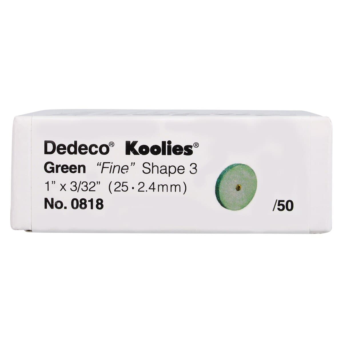 Dedeco Koolies Green #3 No Heat Grinding Wheels, Fine Silicon Carbide, 1" x 3/32", 50/Box thumbnail 2