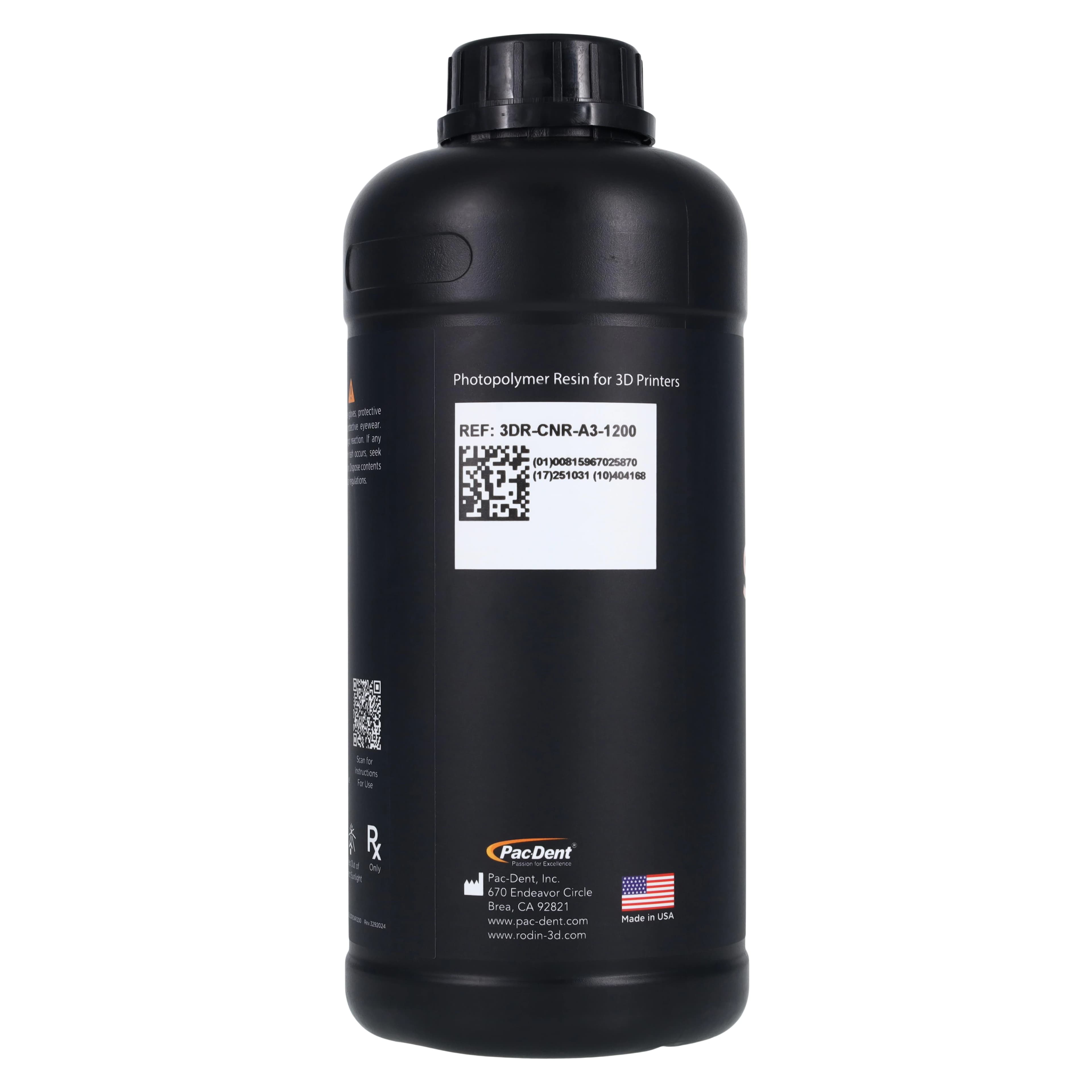 Rodin Sculpture Ceramic Nanohybrid 3D Printing Resin, Shade A3, 1.2kg Bottle, #3DR-CNR-A3-1200 thumbnail 2