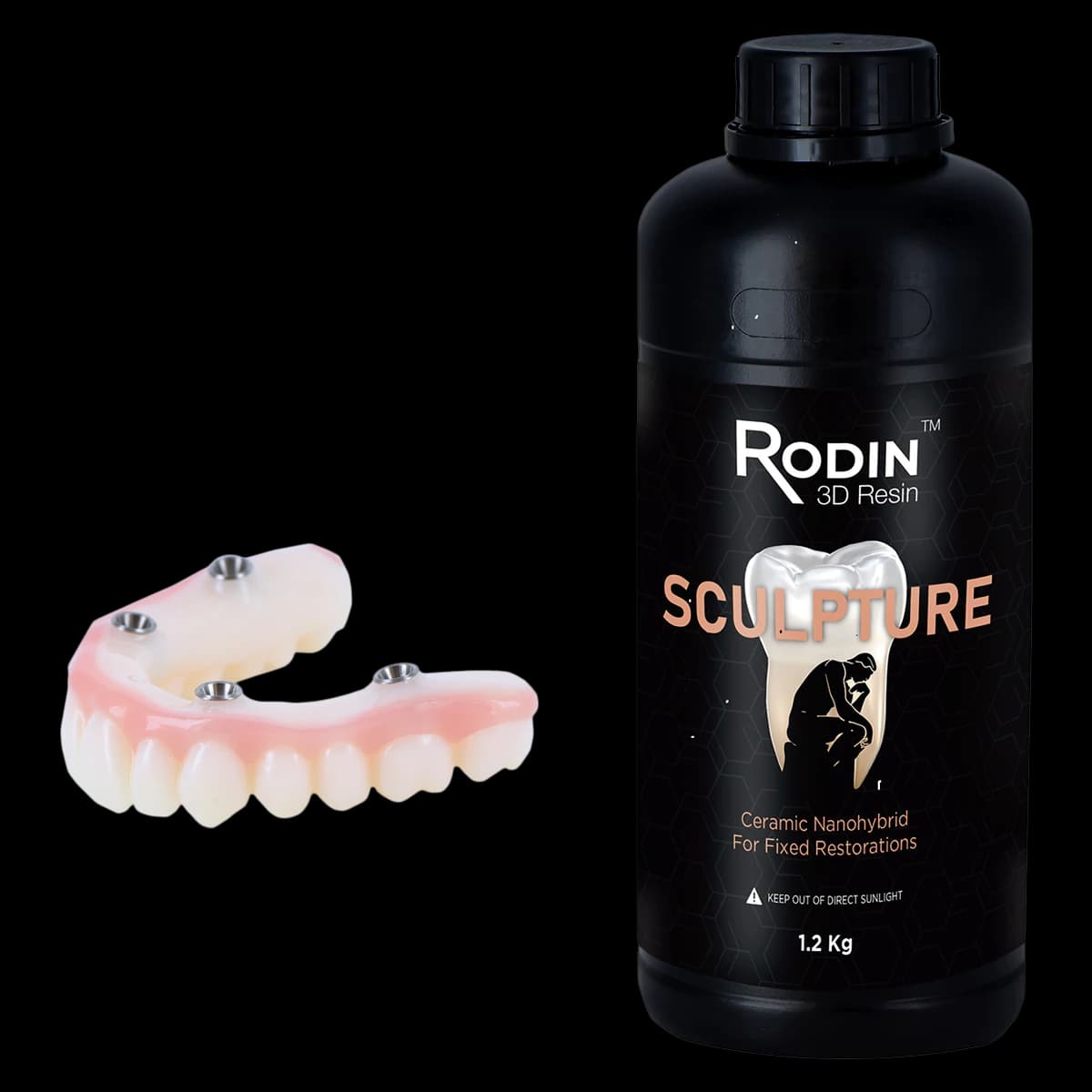 Rodin Sculpture Ceramic Nanohybrid 3D Printing Resin, Shade B1, 1.2 kg Bottle, 1/Bx, #3DR-CNR-B1-1200 - Rodin Sculpture B1 1.2 kg Bottle of 1 - Image 1