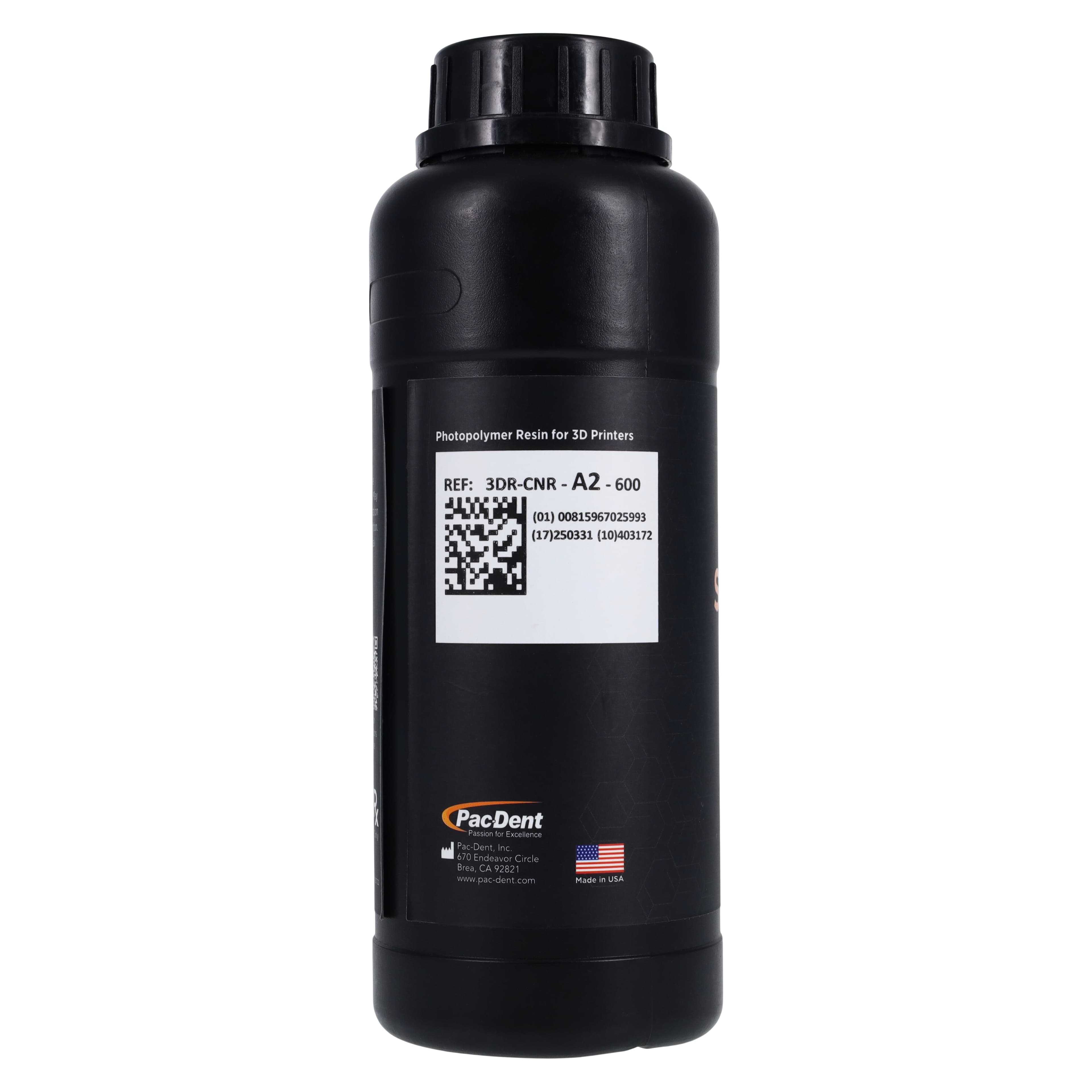 Pac-Dent Rodin Sculpture Ceramic Nanohybrid 3D Printing Resin, Shade A2, 600 g Bottle, 3DR-CNR-A2-600 thumbnail 3