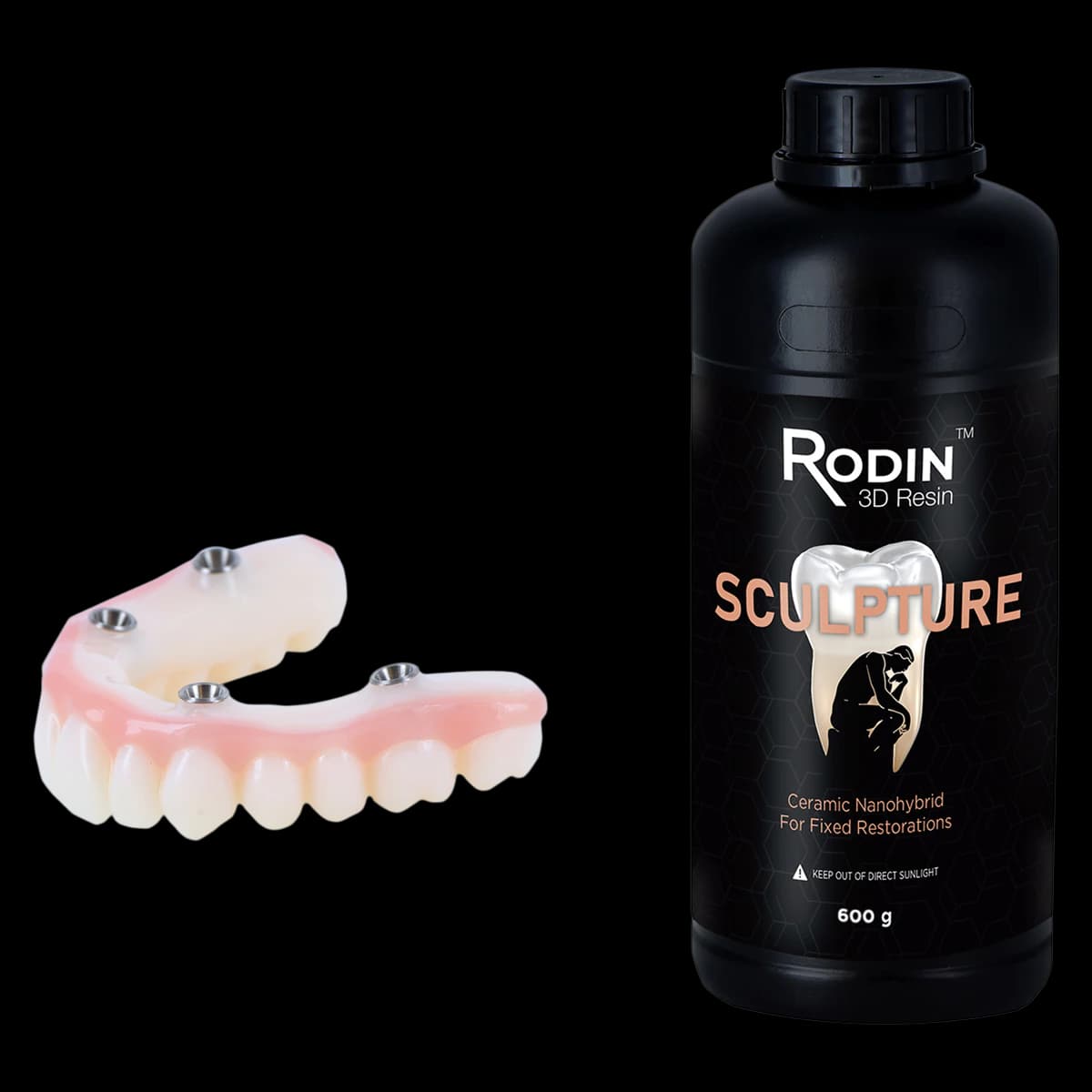 Rodin Sculpture Ceramic Nanohybrid 3D Resin, Shade C2, 600g Bottle, 1/Bx, #3DR-CNR-C2-600 - Rodin Sculpture C2 600g Bottle of 1 - Image 1