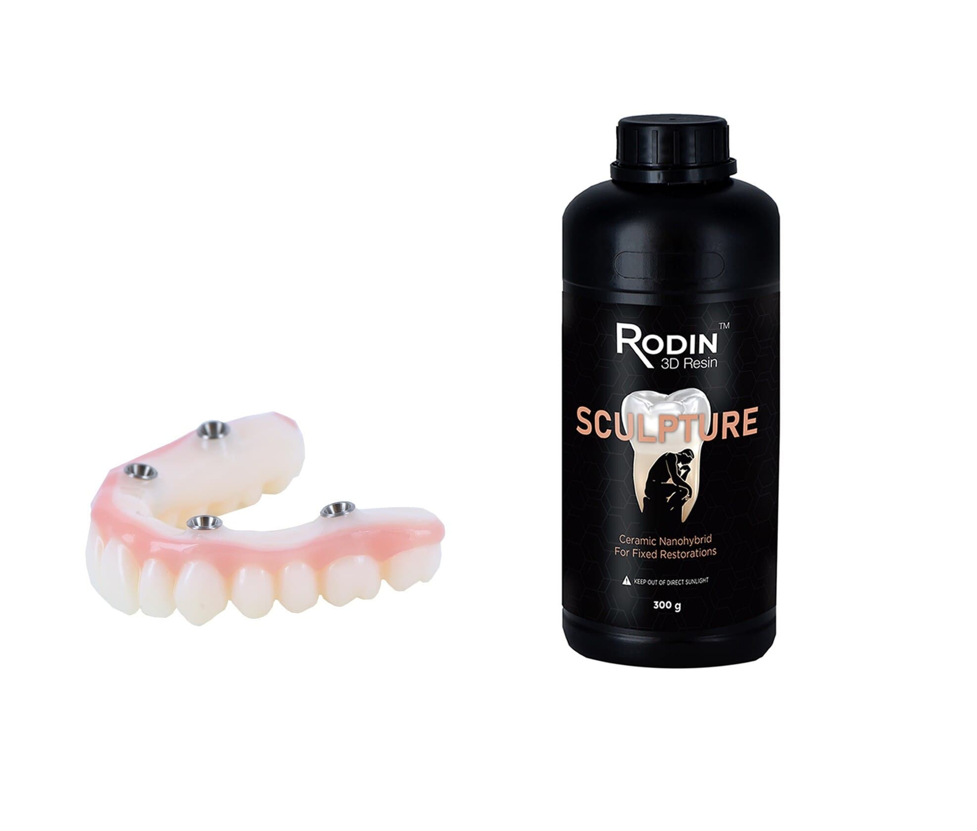 Pac-Dent Rodin Sculpture Ceramic Nanohybrid 3D Printing Resin, Shade A1, 300 g Bottle, 3DR-CNR-A1-300 - Rodin Sculpture A1 300g - Image 1
