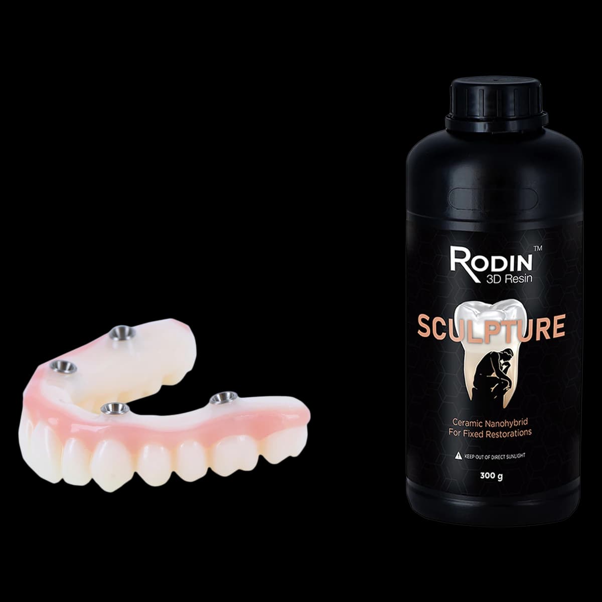Rodin Sculpture Ceramic Nanohybrid 3D Resin, Shade C2, 300 g Bottle, 3DR-CNR-C2-300 - Rodin Sculpture C2 300g Bottle of 1 - Image 1