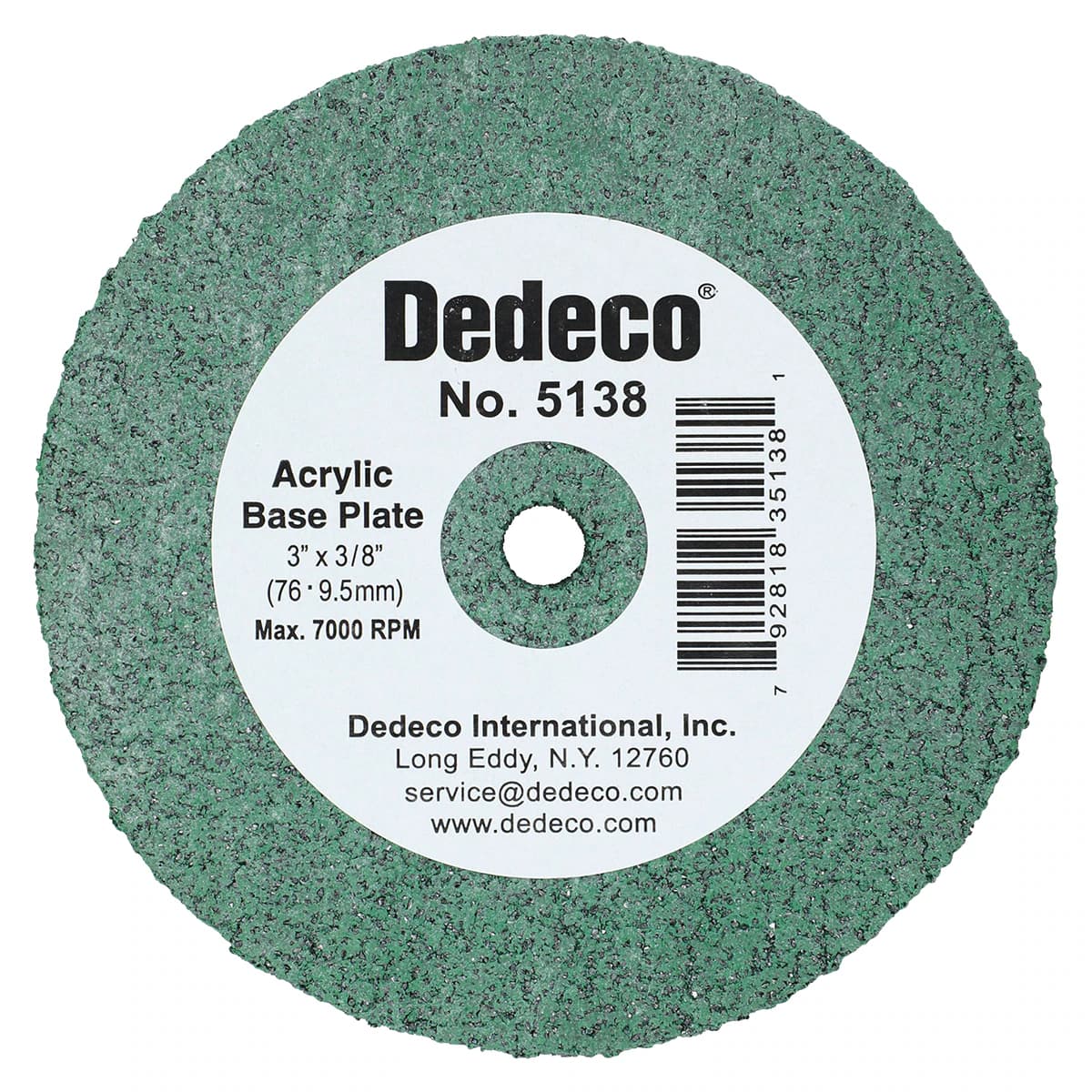Dedeco Acrylic Base Plate Lathe Wheel, 3" x 3/8", Green, 1/Pk, 5138 - Base Plate Lathe Wheel, Acrylic, 3" x 3/8", Green, 1/Pk, 5138 - Image 1