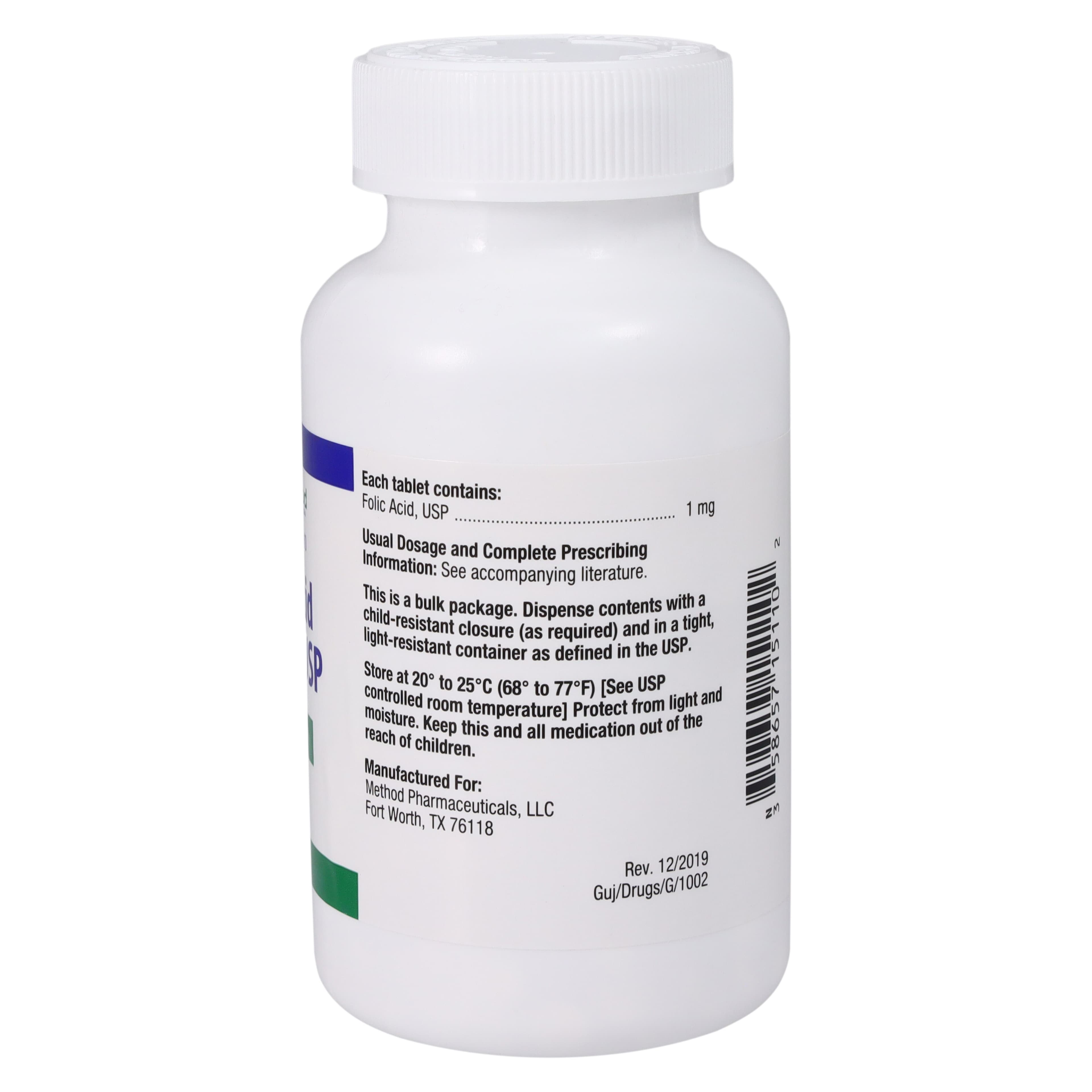 Folic Acid Tablets, 1mg, 1000/Bottle thumbnail 2