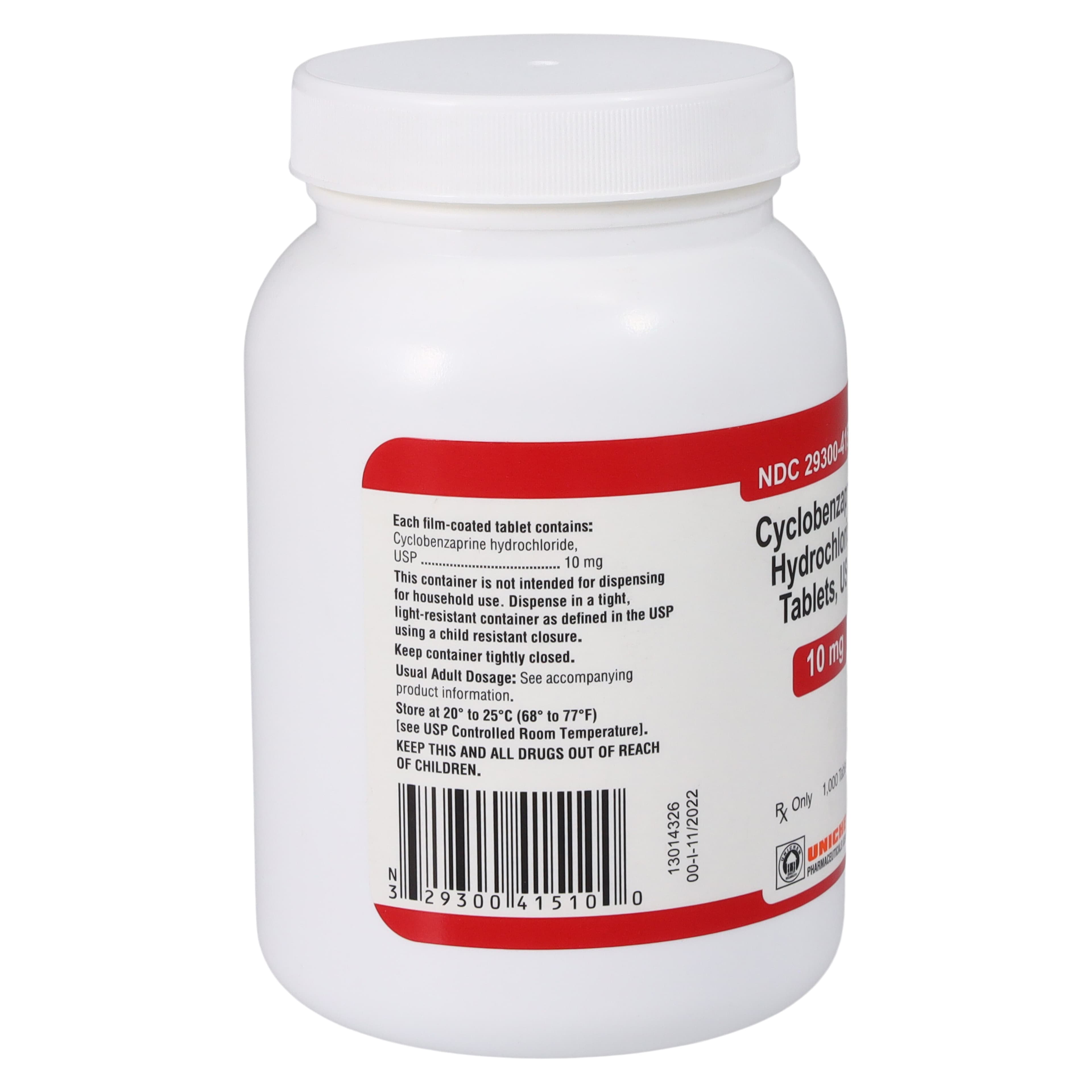 Cyclobenzaprine HCl Tablets 10mg, 1000/Bottle, Unichem Pharmaceuticals thumbnail 2