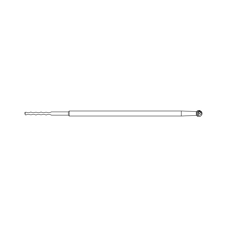 Brasseler USA 3.0 mm Round Fluted Bur, Less Aggressive, 1 Each - 3.0 MM RND FLUTED BUR LESS AGG - Image 1