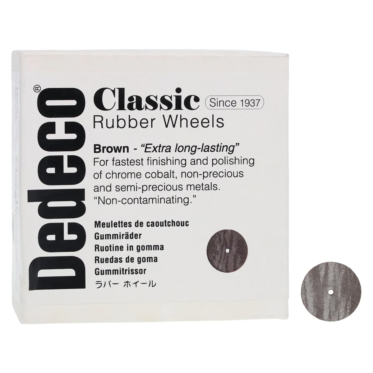 Dedeco Classic Brown Rubber Wheel, Square-Edge, 7/8" x 1/8" (22 x 3.1 mm), 100/Box - Brown Wheels 7/8''X1/8'' 100/Bx - Image 1