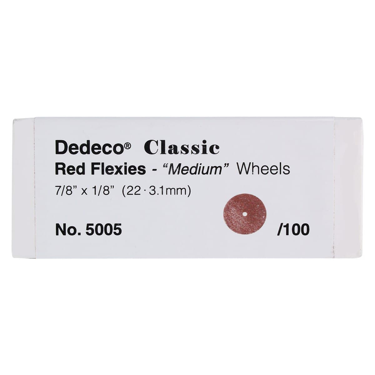 Dedeco Red Flexies Classic Rubber Wheel, Medium, Square Edge, 7/8" x 1/8" (22 x 3.1 mm), 100/Box, 5005 thumbnail 2