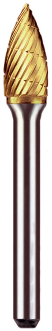 Goldies Carbide Bur C-3/8, Titanium Nitride Coated, 3/8" Diameter, 1/4" Shank, 1/Pk, #8083 - Goldies Carbide Bur C-3/8 1/Pk - Image 1