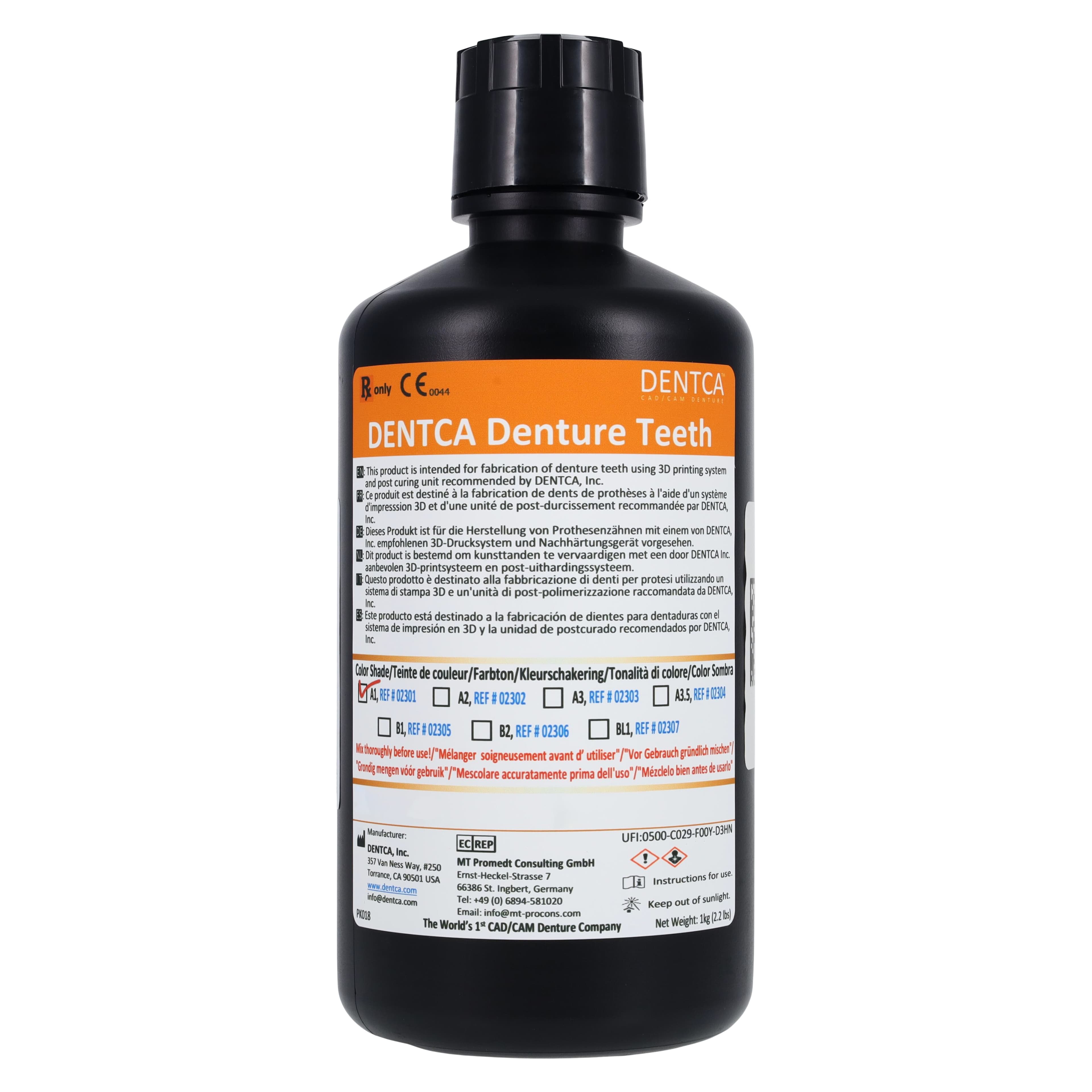 Dentca Denture Teeth 3D Print Resin, A1 Shade, 1 kg thumbnail 3
