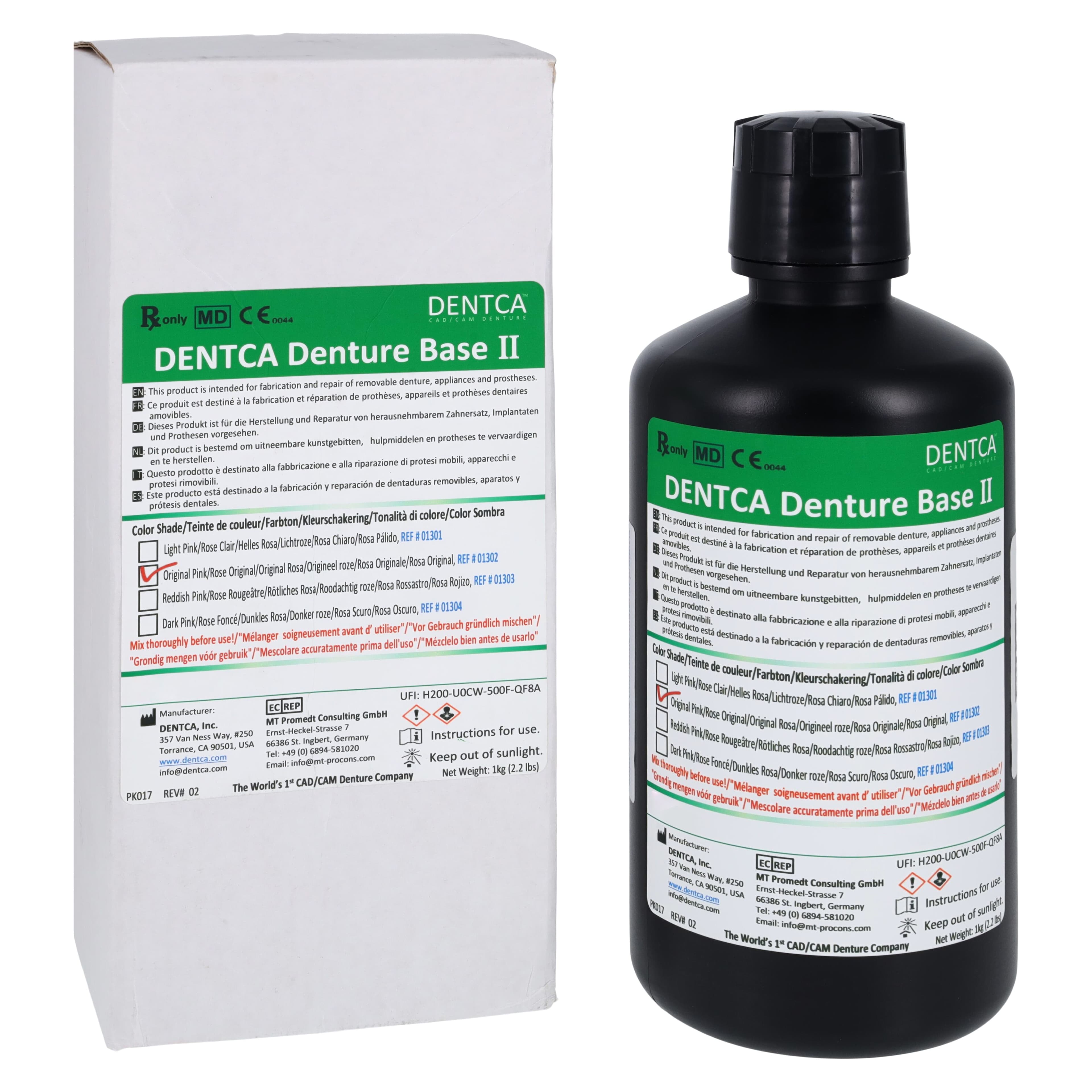 Dentca Denture Base II Printable Resin, Original Pink, 1 kg - Denture Base II - Image 1