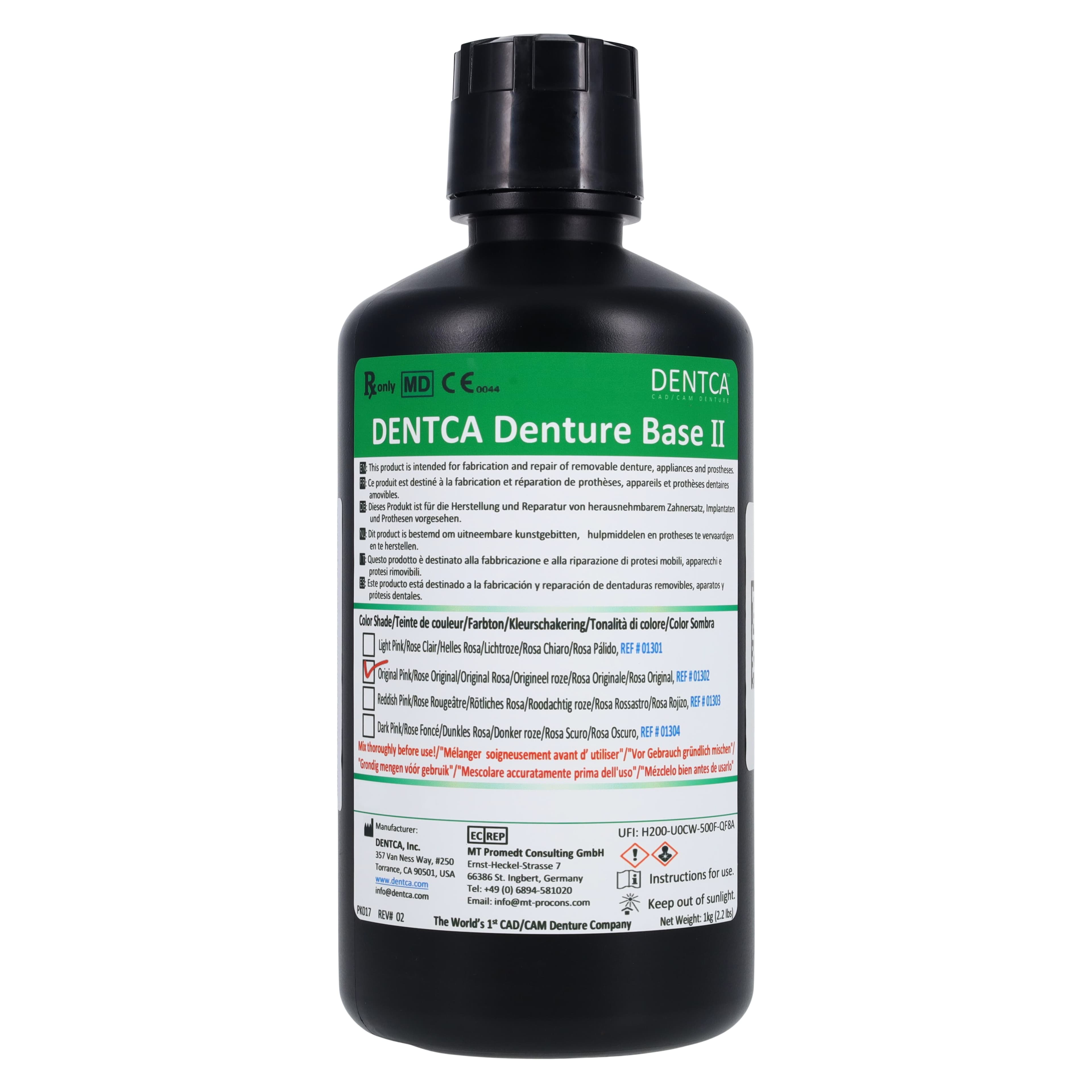 Dentca Denture Base II Printable Resin, Original Pink, 1 kg thumbnail 3